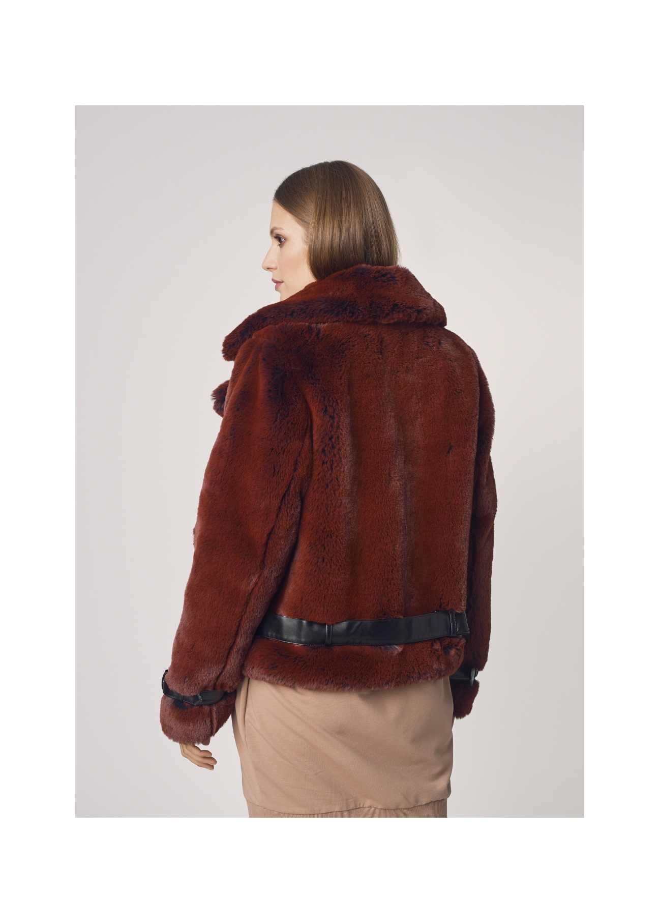 Women's artificial fur with stripes FUTDP-0008-30(Z21)-04