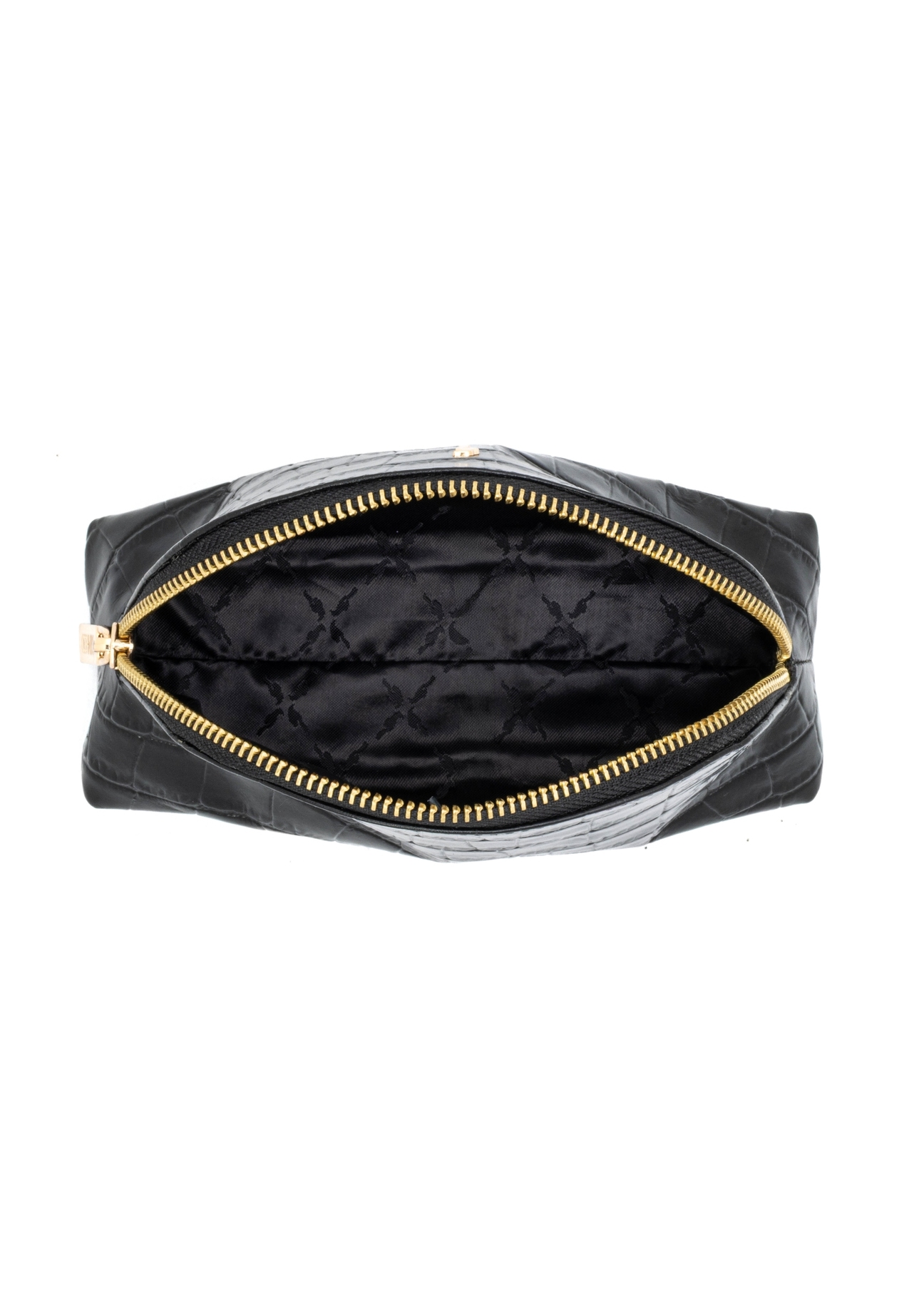 Black croc-effect toiletry bag TORES-1322-99(Z26), interior view on a white background.