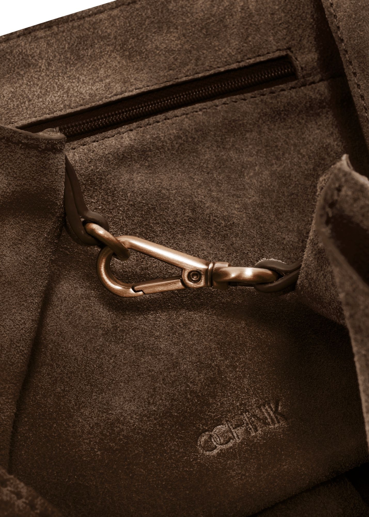 Dark brown leather women's handbag TORES-1252-1I(W26) - close-up detail, on white background.