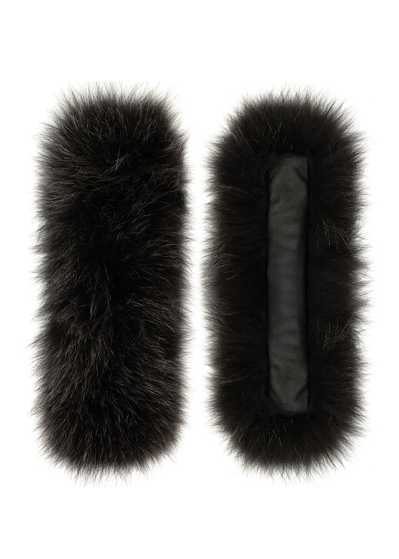 Natural fur cuffs MANDF-0003-95(Z25) - unfolded product view from above on a white background.