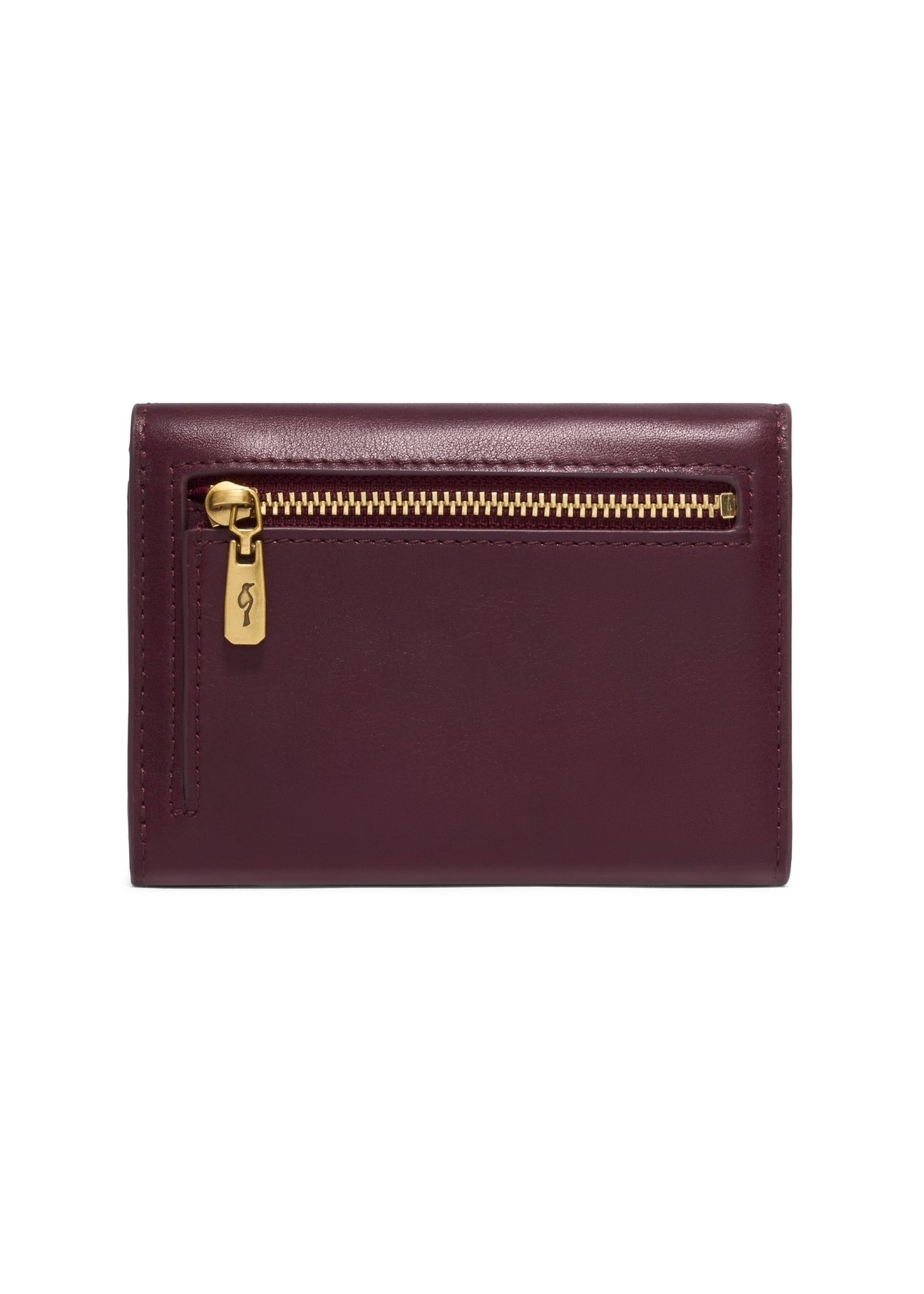 Burgundy leather women's wallet PORES-0996-4D(Z26), back product view on white background.