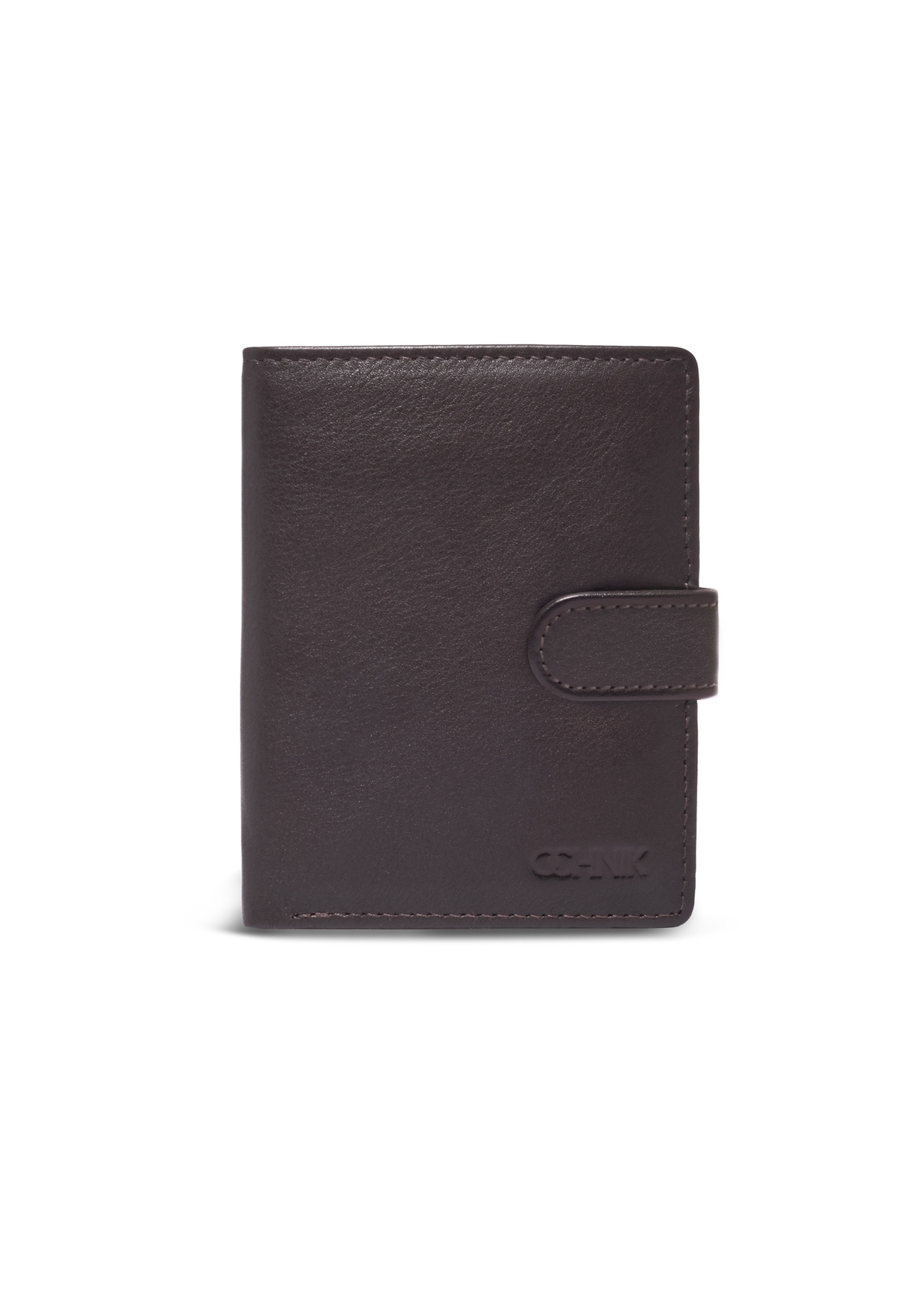 Brown leather men's wallet PORMS-0704-1H(Z26), front product view on white background.
