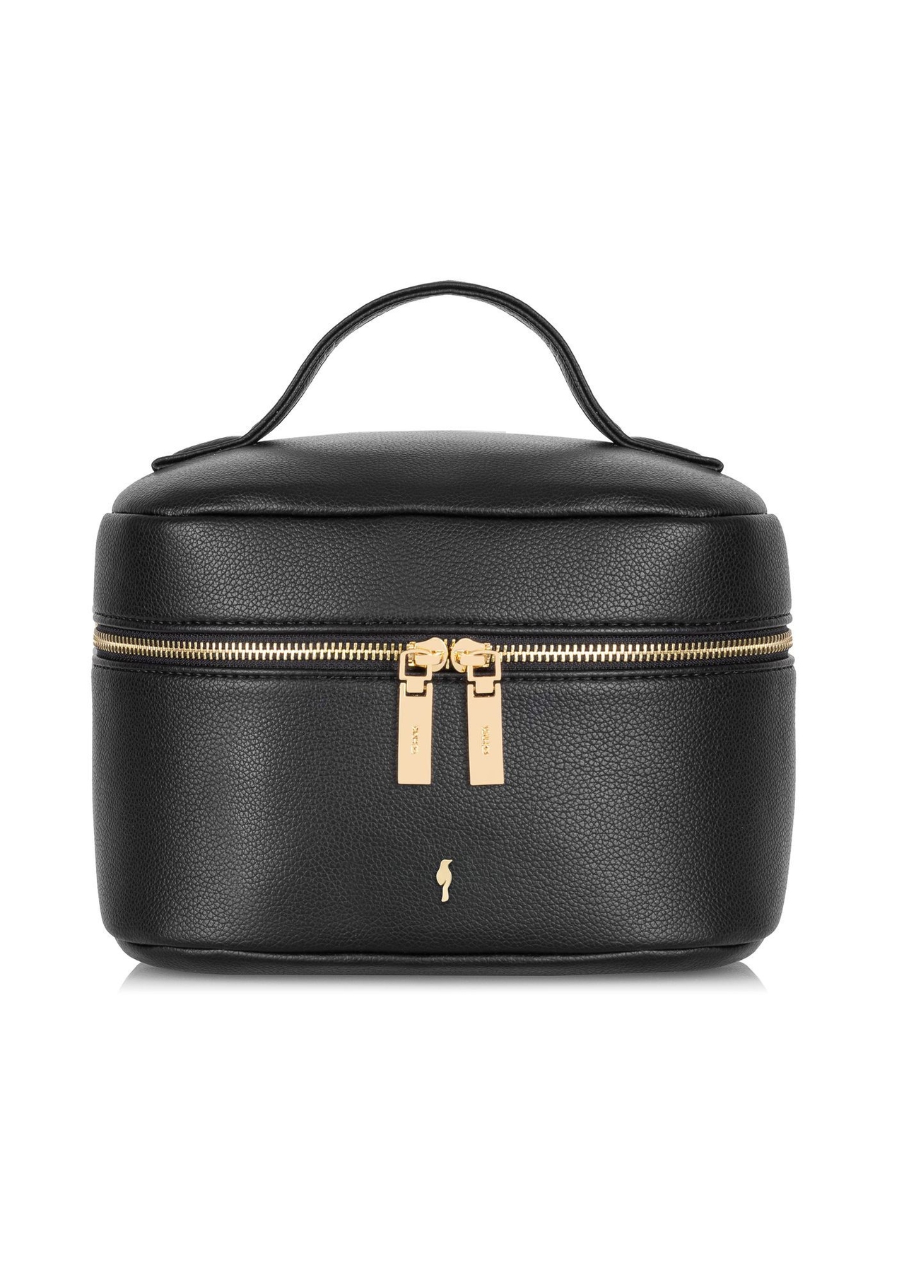 Black round women's cosmetic bag TOREC-0919B-99(Z25) - front product view on white background.