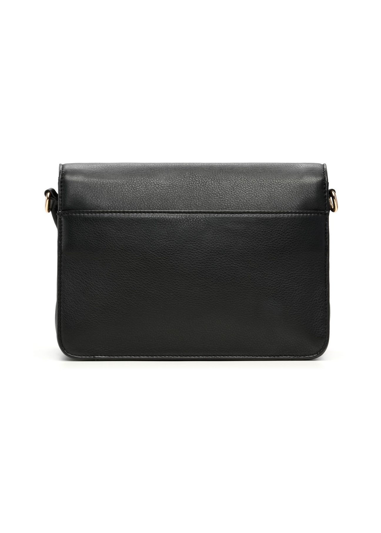Women's black leather messenger bag TORES-1316-99(Z26) - product view from the back, on a white background.
