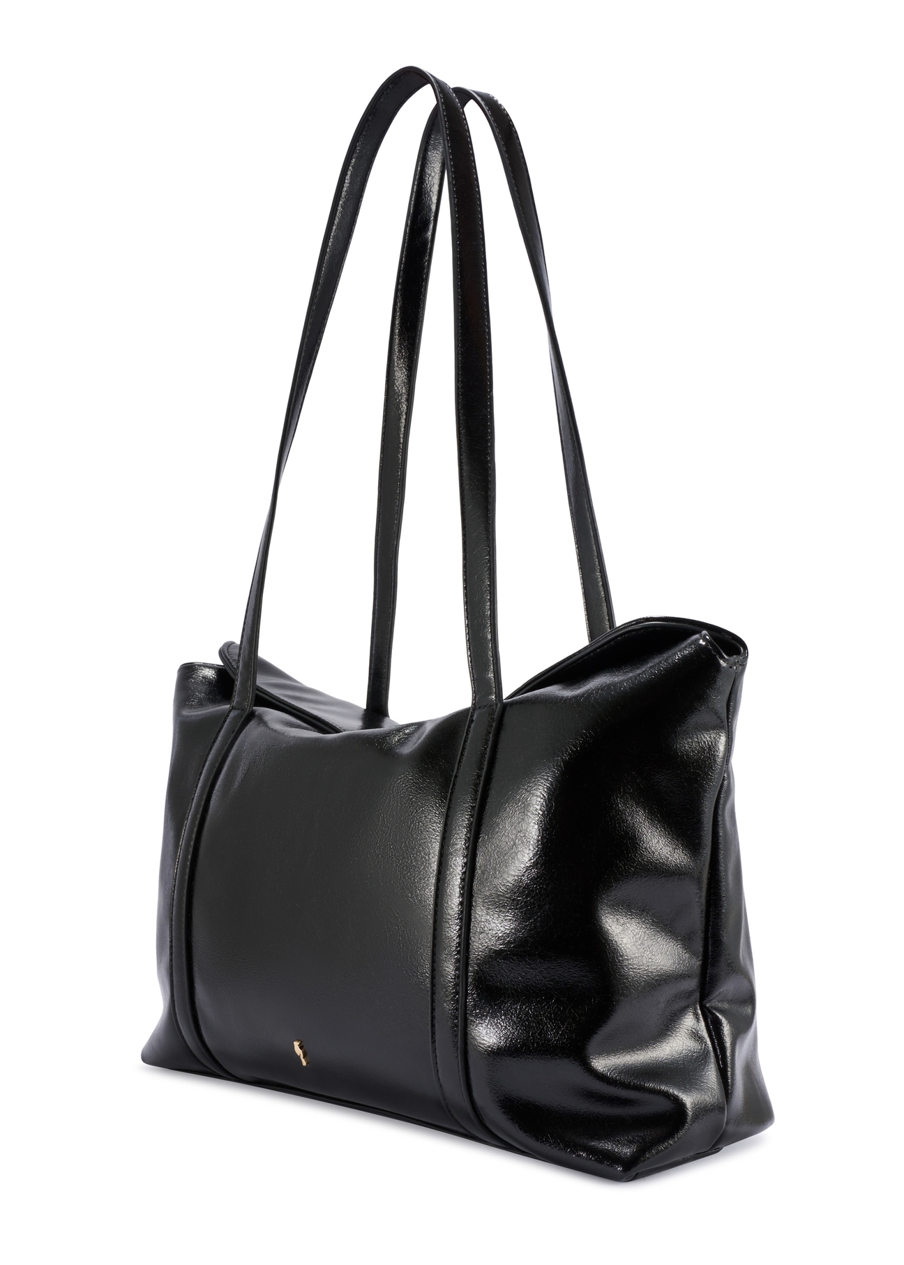 Black women's shopper bag TOREC-1206-9F(W26) - diagonal product view, on a white background.