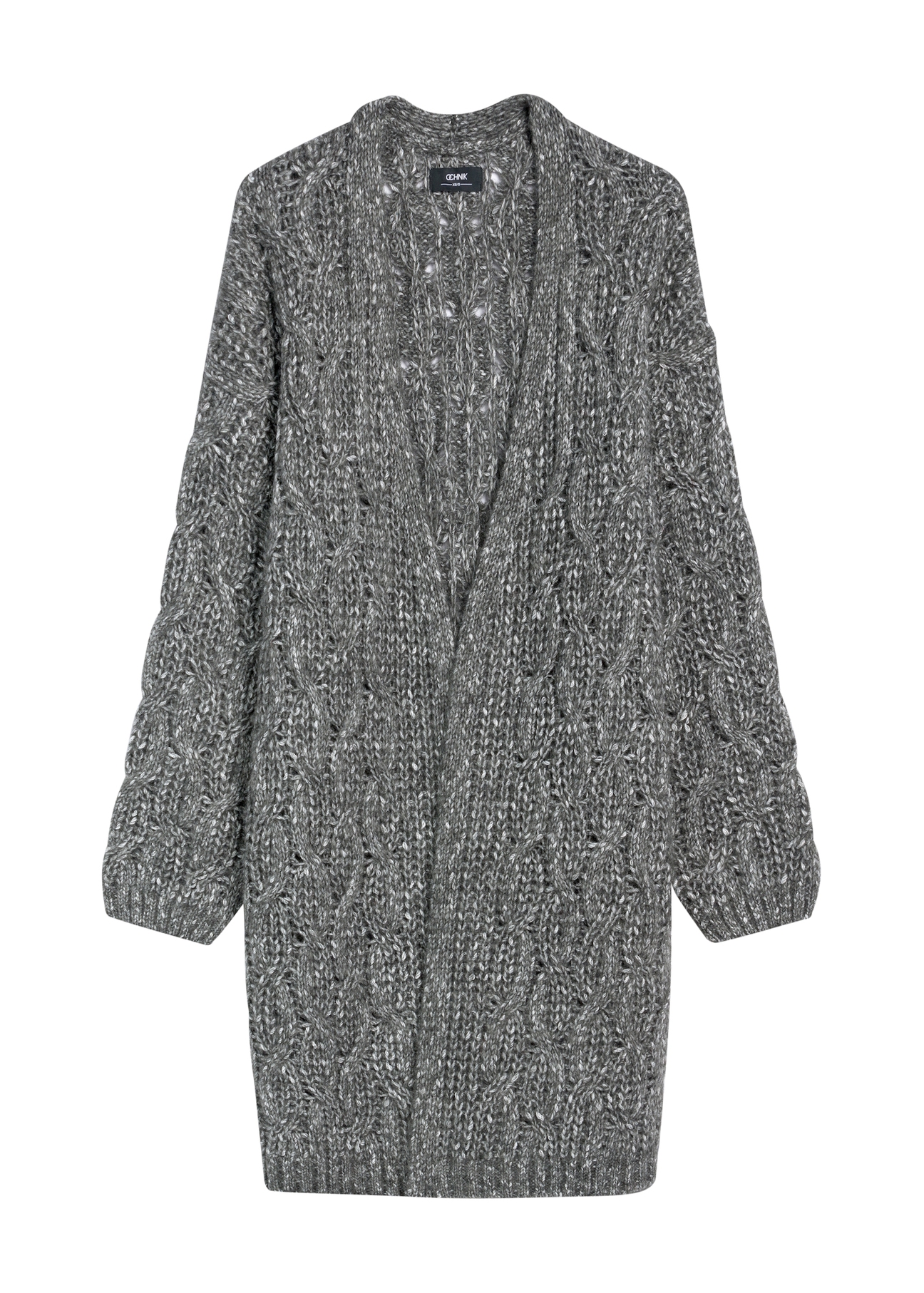 Women's cardigan in graphite color KARDT-0055-95(Z25), product view from the front on a white background.