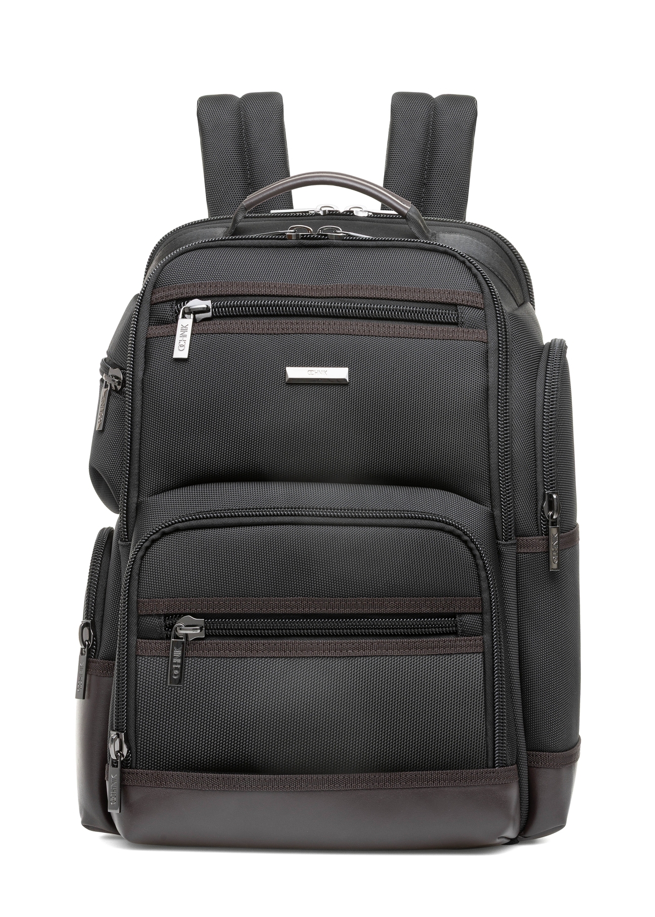 Black spacious men's backpack TORMN-0378-98(Z25), product view from the front on a white background.