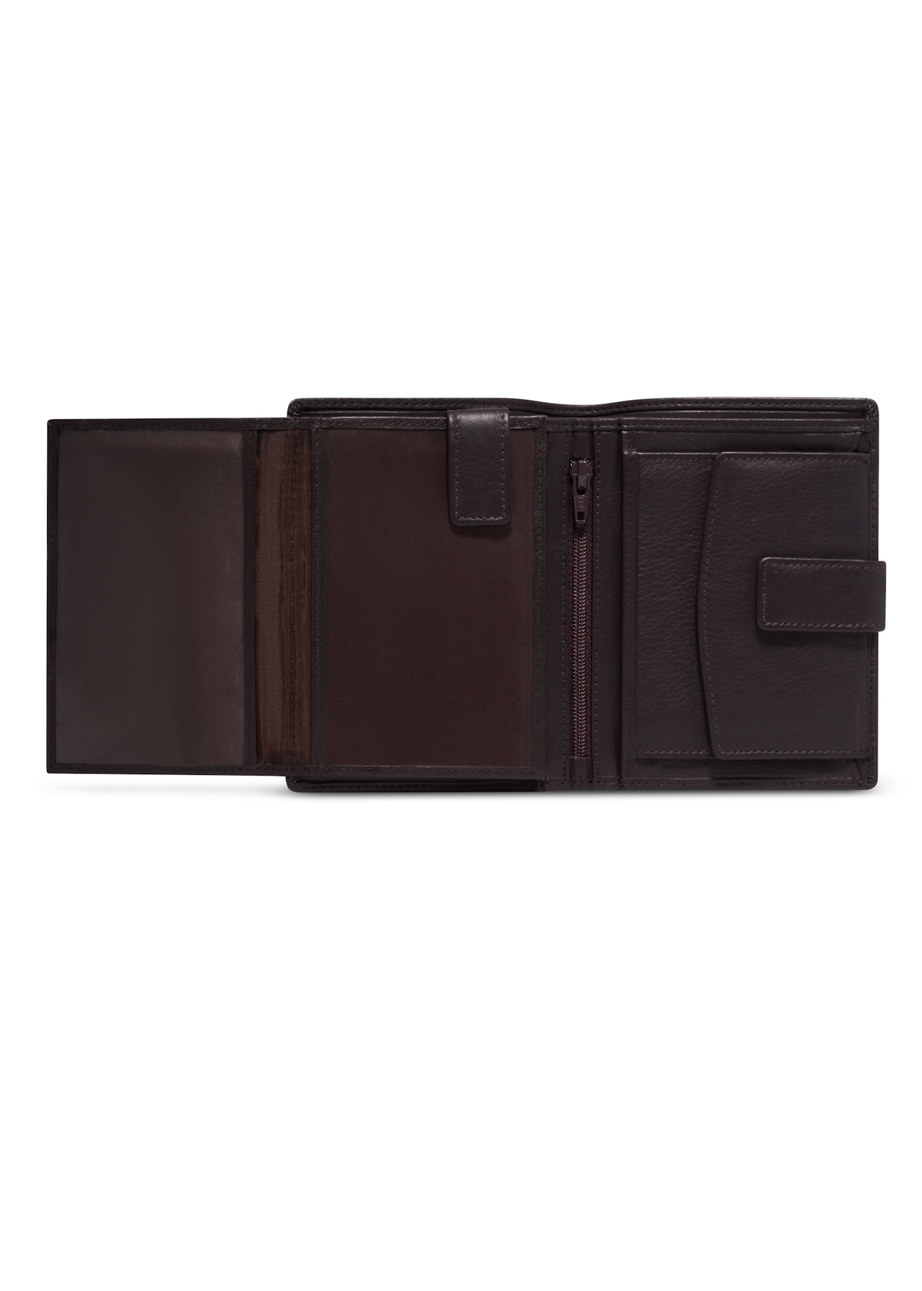 Brown men's wallet made of genuine leather PORMS-0710-1H(Z26), product view inside on white background.