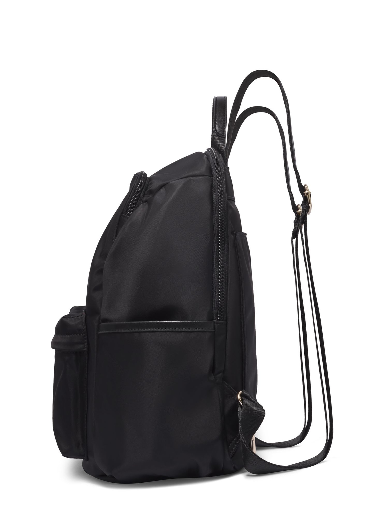 Black women's backpack TOREN-0357-99(Z26) - side view of the product, on a white background.