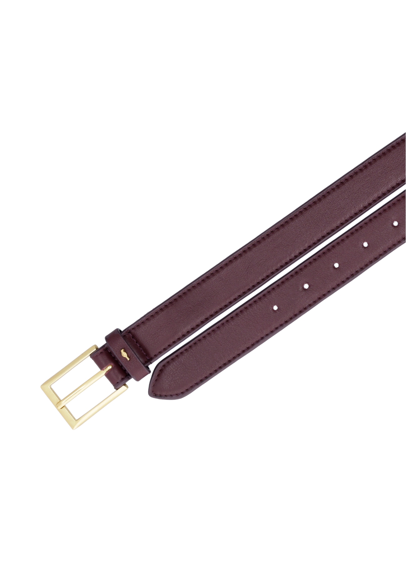 Burgundy women's leather belt PASDS-0346-4D(Z26), top view of the product on a white background.