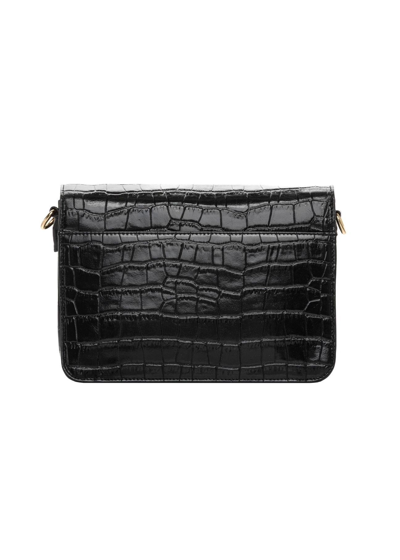 Black leather croco women's handbag TORES-1324-9G(Z26). Back view on white background.
