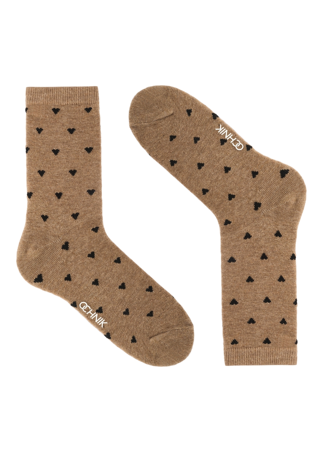 Set of beige women's socks ZESDT-0033-81(Z25), view of the second part of the product in the packaging on a white background.