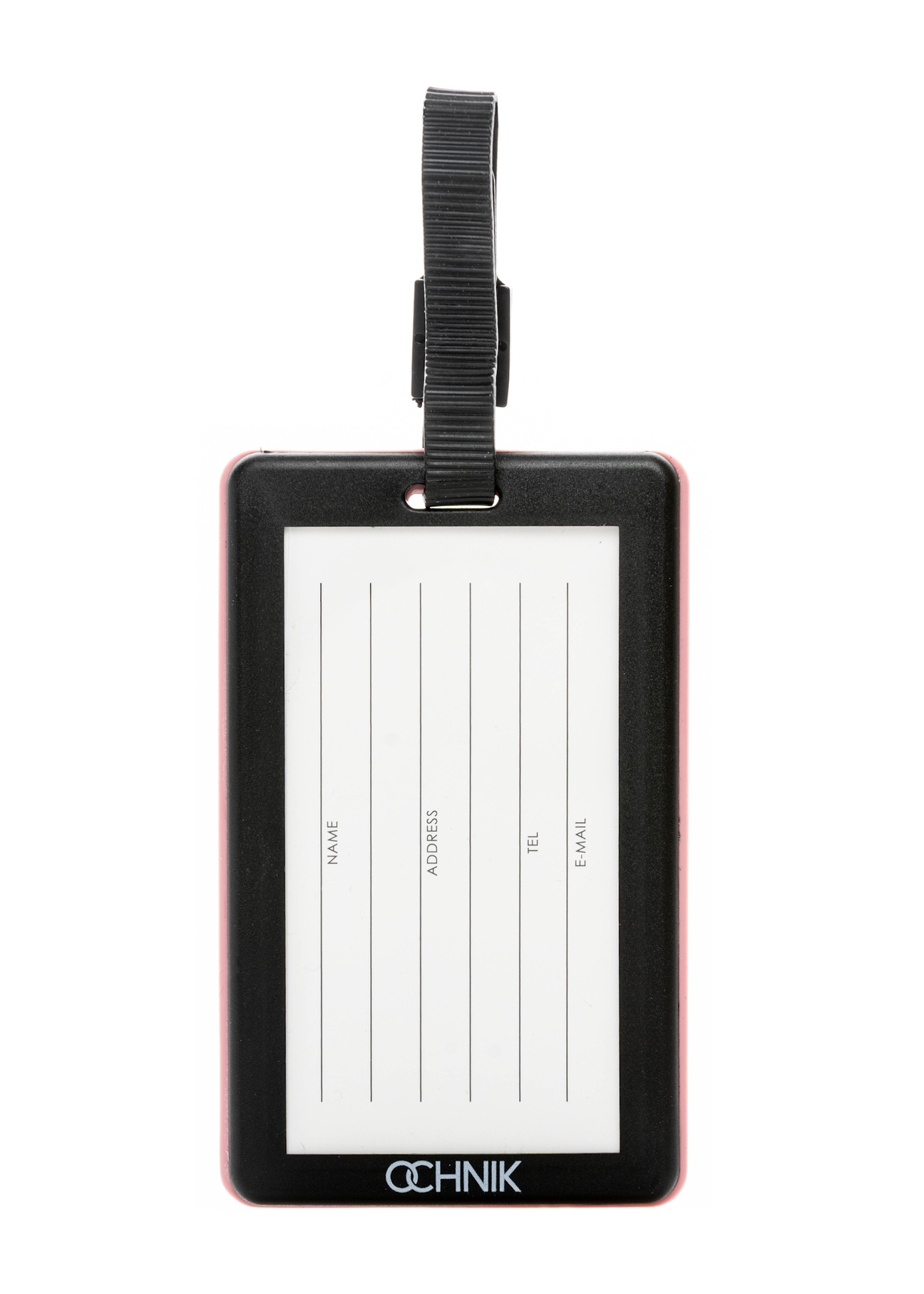 Luggage tag AW-012-0015-5D(W26), product back view on white background.
