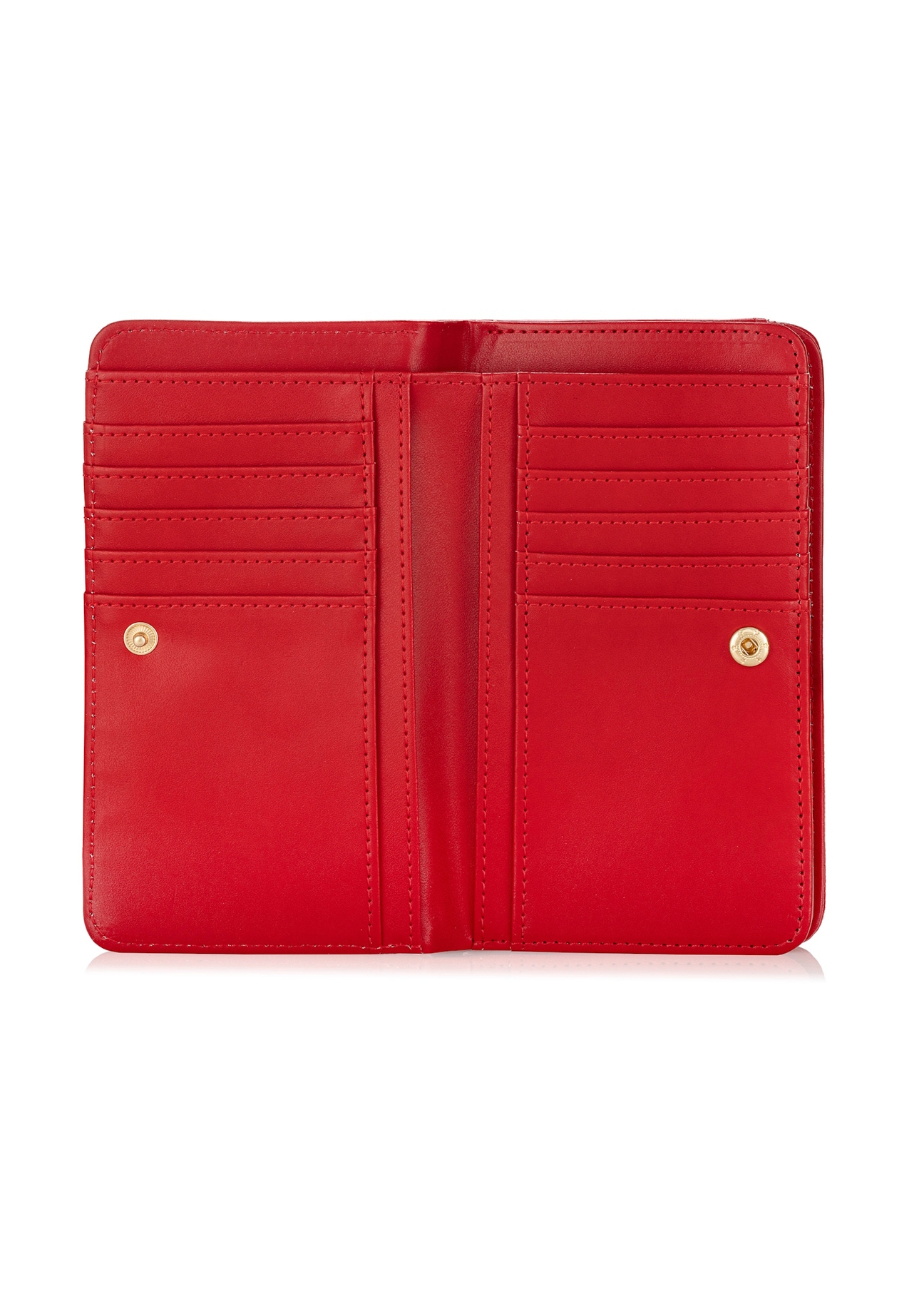 Red women's wallet with logo POREC-0362-4A(W26), product view inside on white background.