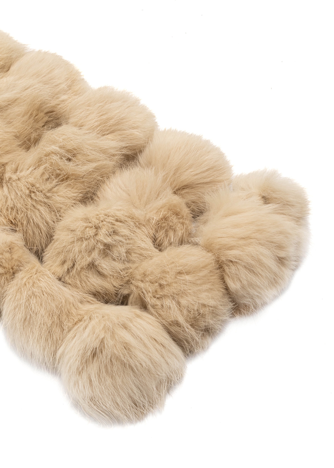 Beige women's natural fur scarf SZADF-0002-1B(Z26), close-up of the product on a white background.