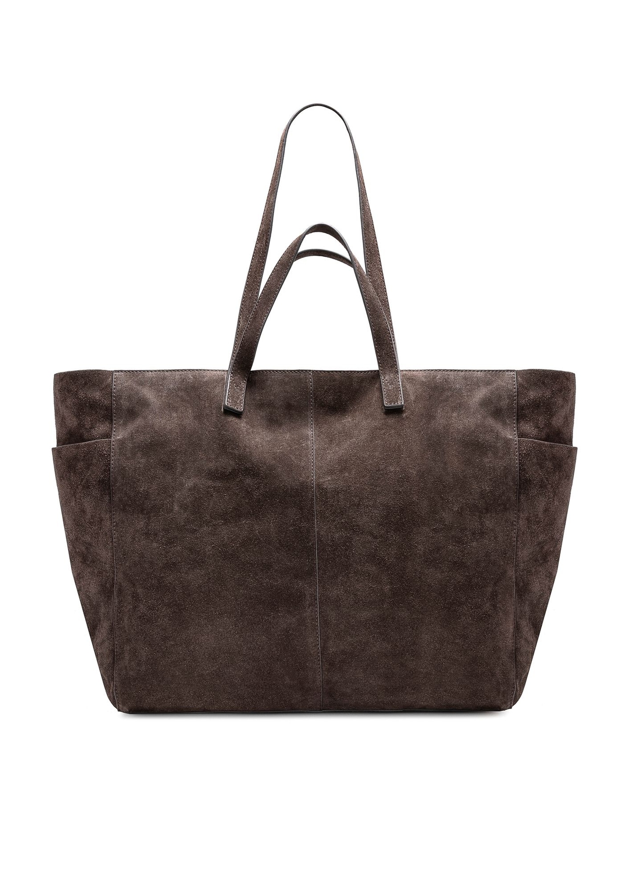 Brown suede women's bag TORES-1187-89(Z25), product view from the back on a white background.
