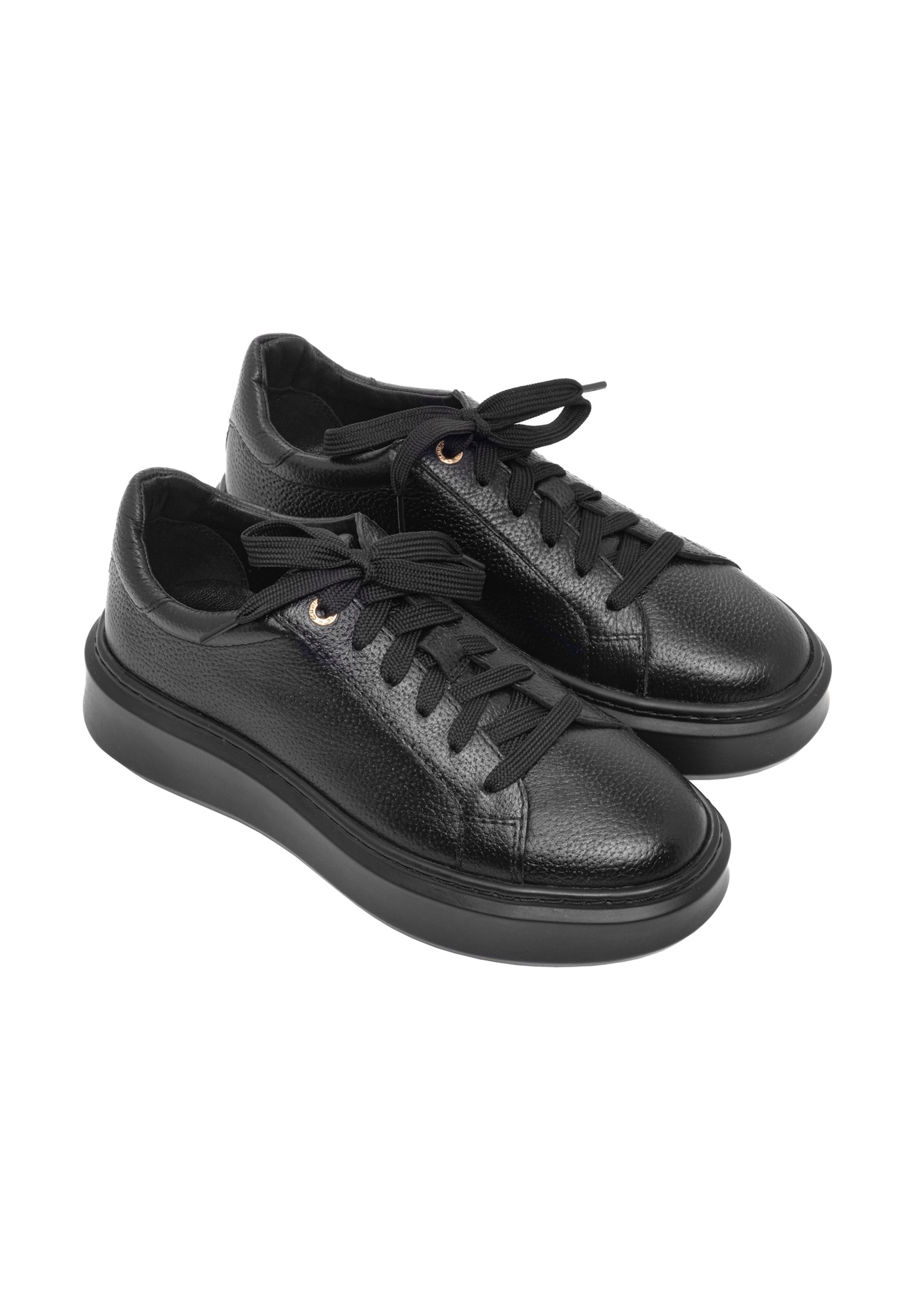 Women's leather shoes in black BUTYD-1284-9I(Z26), diagonal product view on a white background.