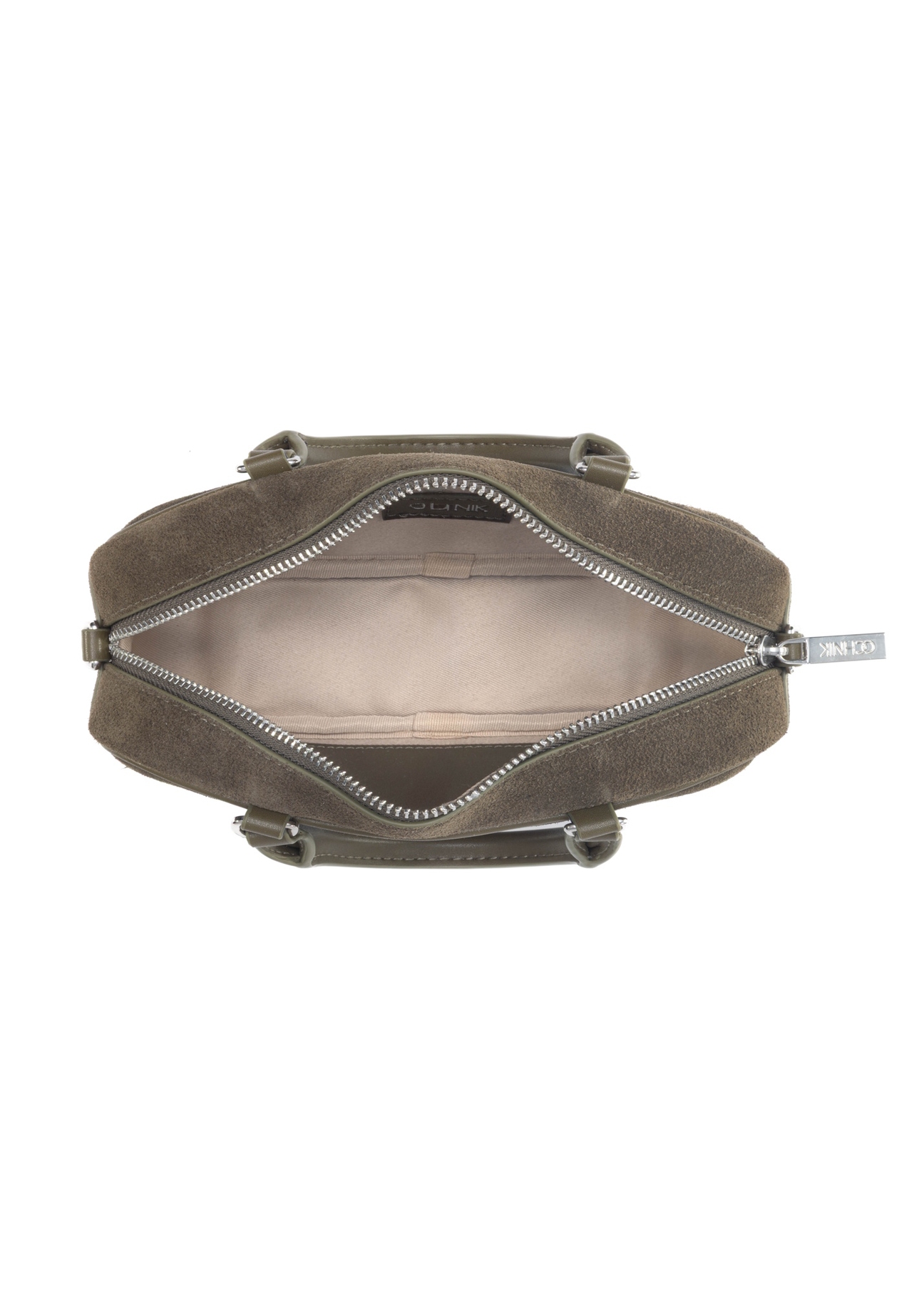 Women's khaki shoulder bag TORES-1193-55 (Z25), product view inside on white background.