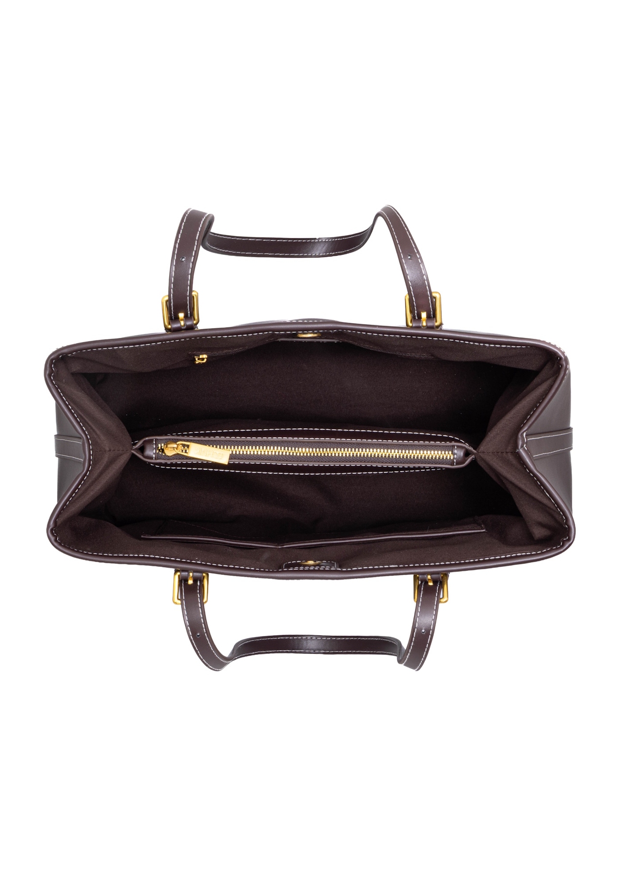 Large brown shopper bag TOREC-1381-1H(Z26), interior view on a white background.