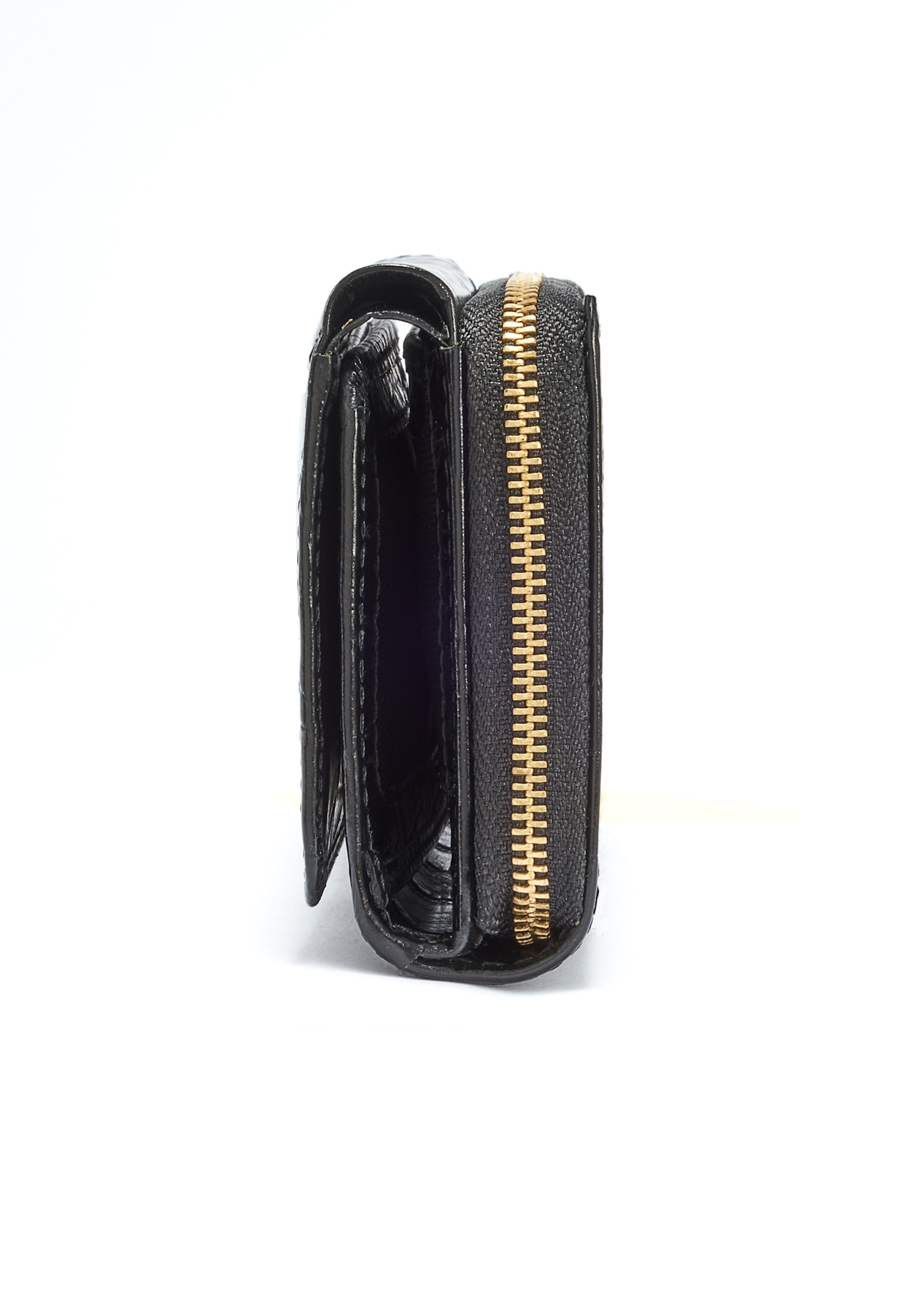 Black leather women's croco wallet PORES-0956-99(W25)