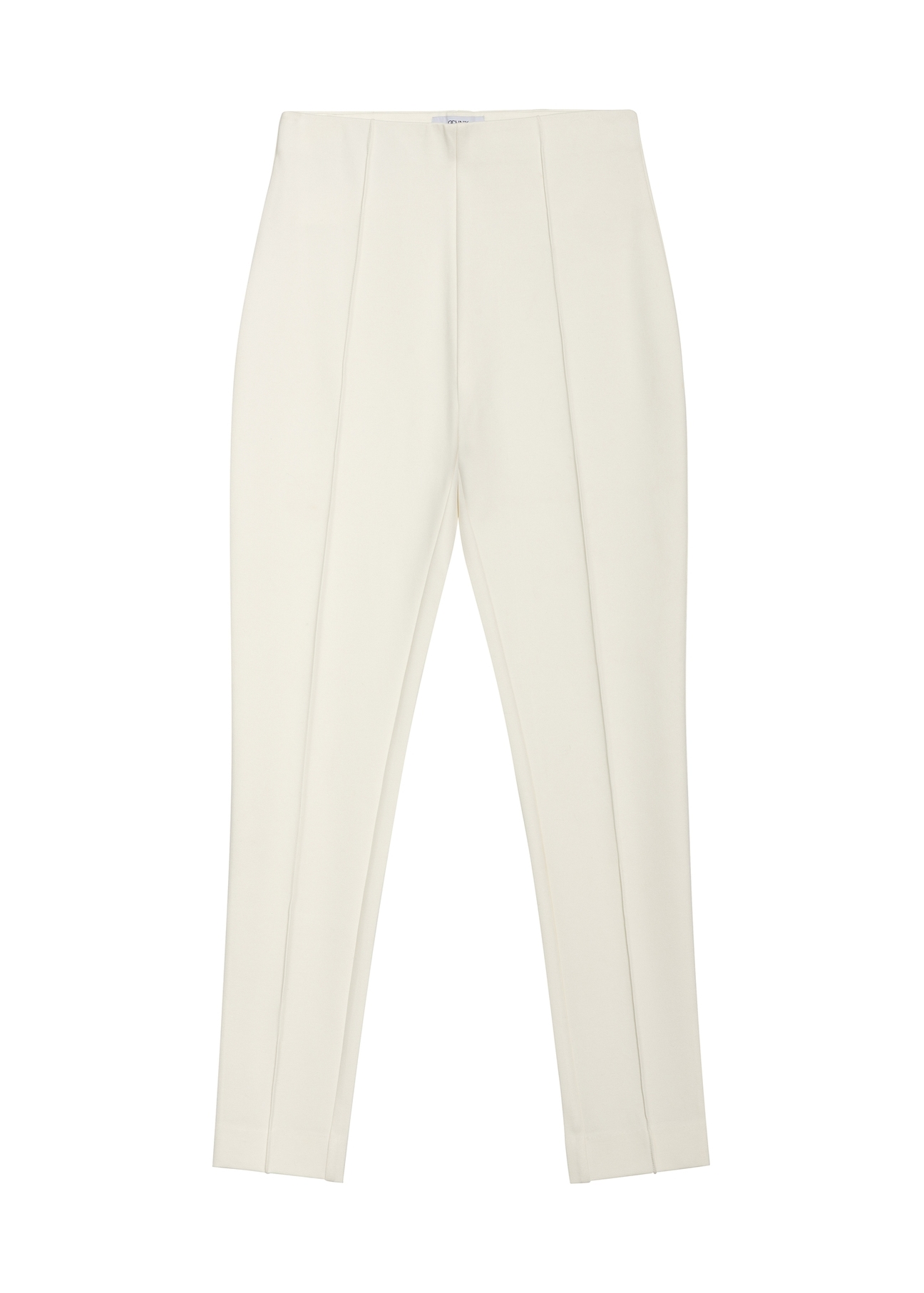 Cream fitted women's trousers SPODT-0096-0B(Z26), front product view on white background.