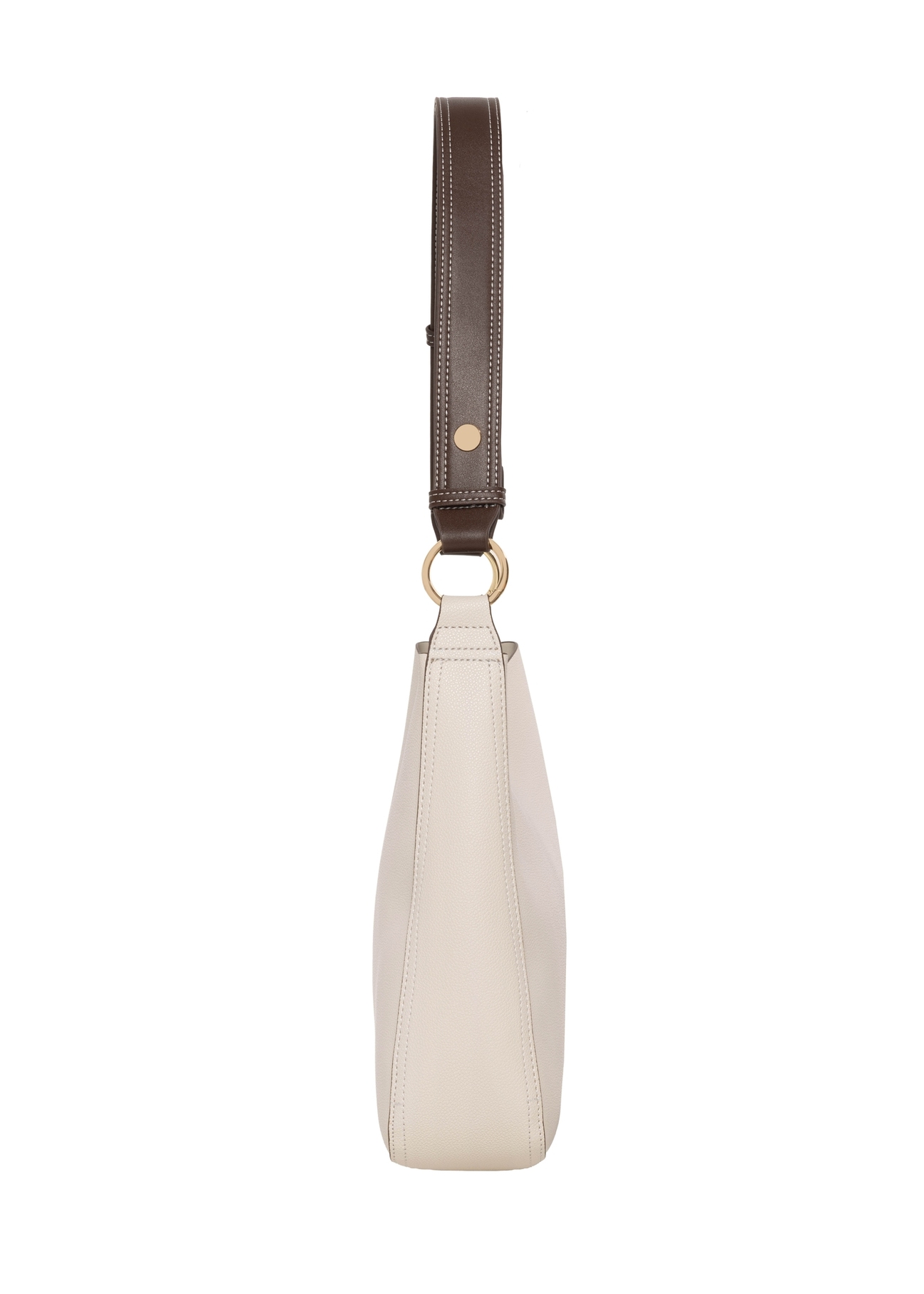 Women's ecru hobo bag TOREC-1257-0B(Z26). Product view from the side on a white background.