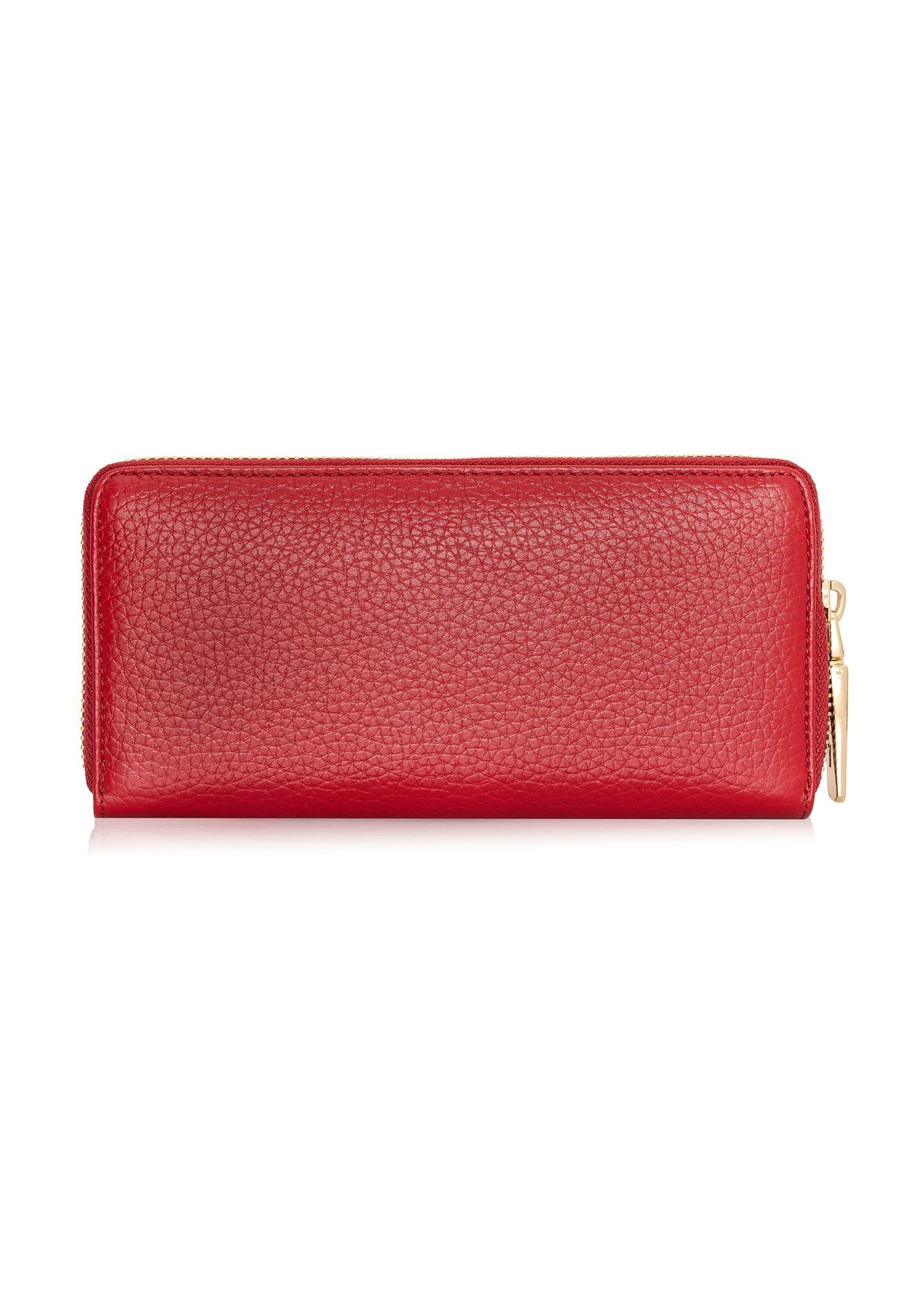 Red leather women's wallet PORES-0800R-4B(W26) - product view from the back on a white background.