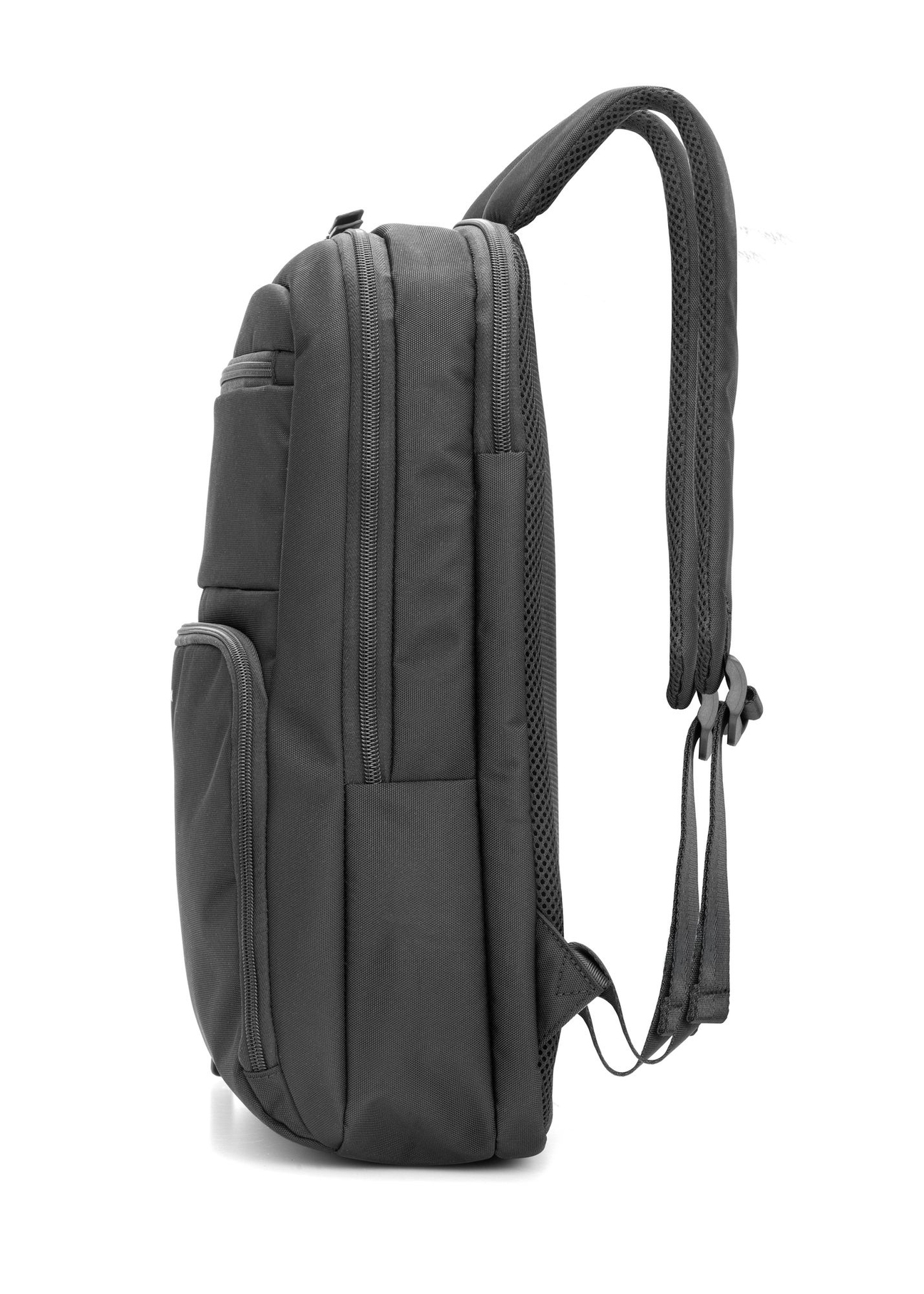 Black large men's backpack TORMN-0389-99(W26) - side view of the product, on a white background.