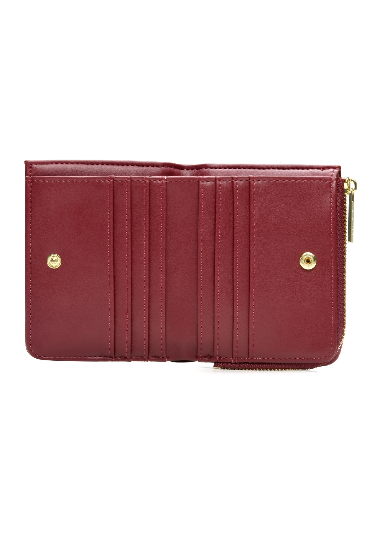 Burgundy small women's wallet POREC-0400A-49(Z25), product view from the inside on a white background.