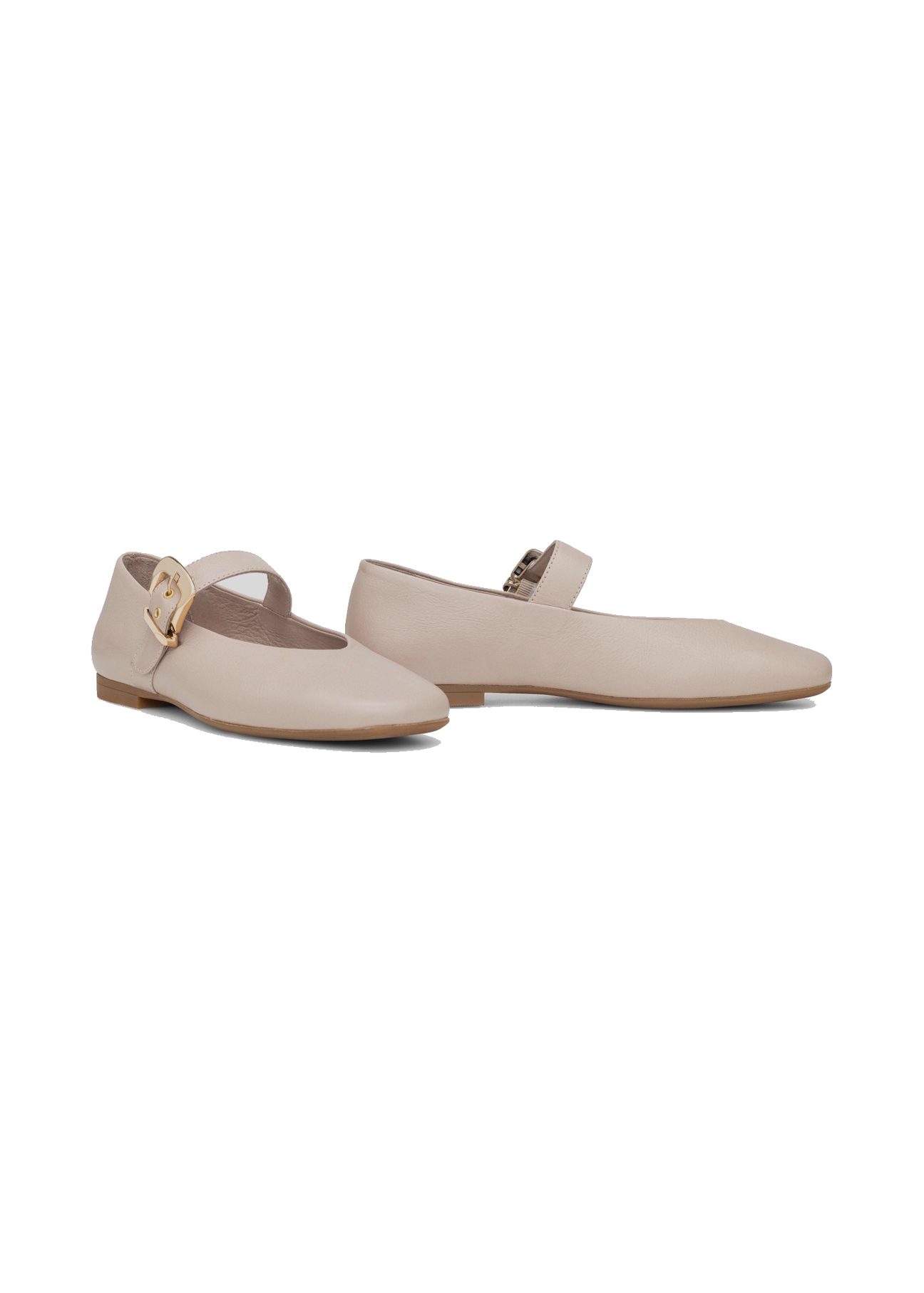 Women's leather ballerinas in cool beige color BUTYD-1244-1K(W26)
