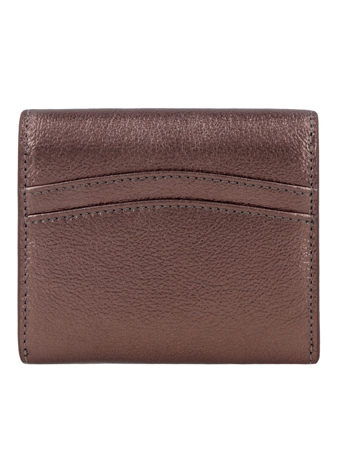 Small women's leather wallet in light brown color PORES-1029-1G(Z26), back view of the product on a white background.