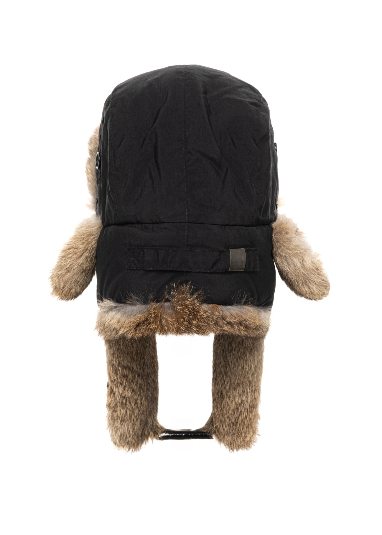 Black men's earflap hat with natural fur CZAMF-0001-9J(Z26)