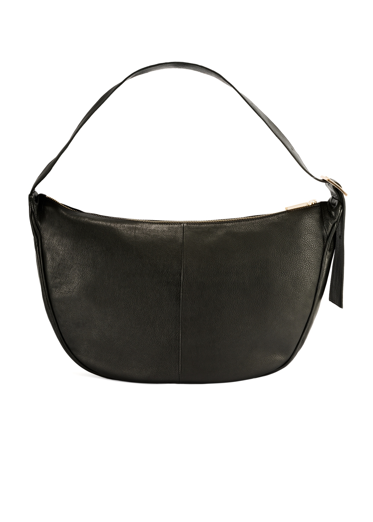 Black leather shoulder bag TORES-1127E-99(Z25), product view from the back on a white background.