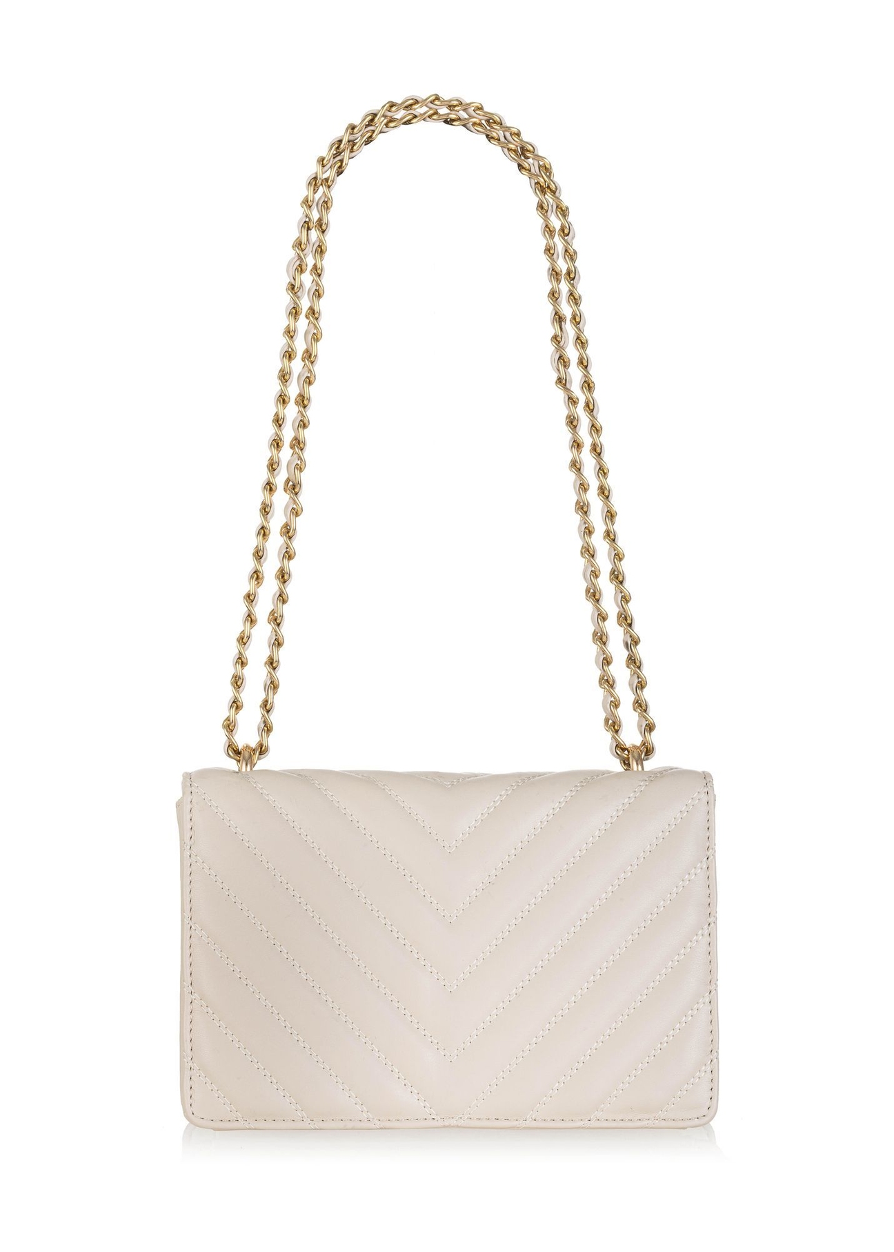Cream quilted women's handbag TOREC-0528D-12(Z25), back view of the product on a white background.