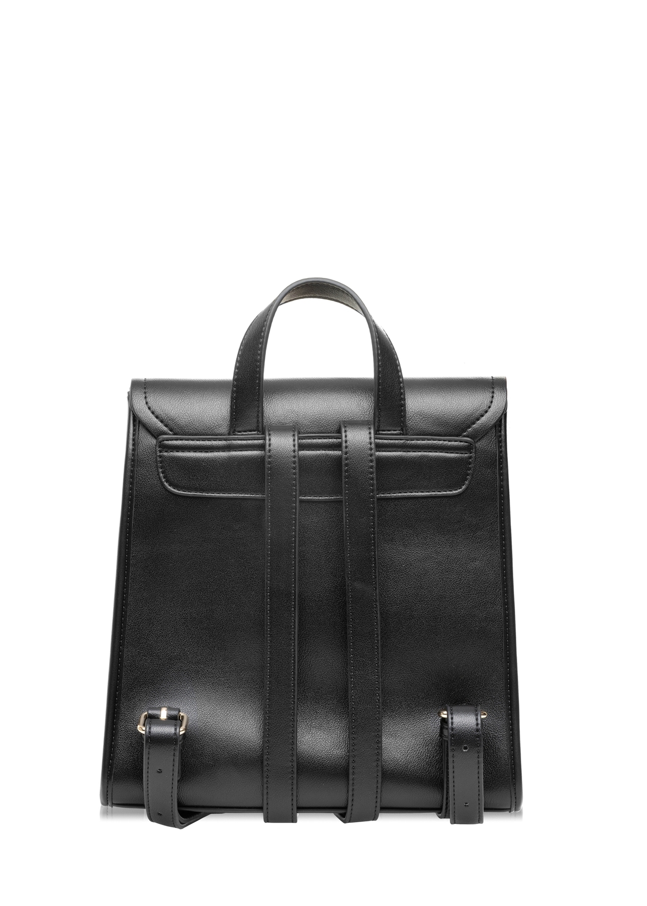 Black medium elegant women's backpack TOREC-0985A-99(Z25), product visible from the back on a white background.