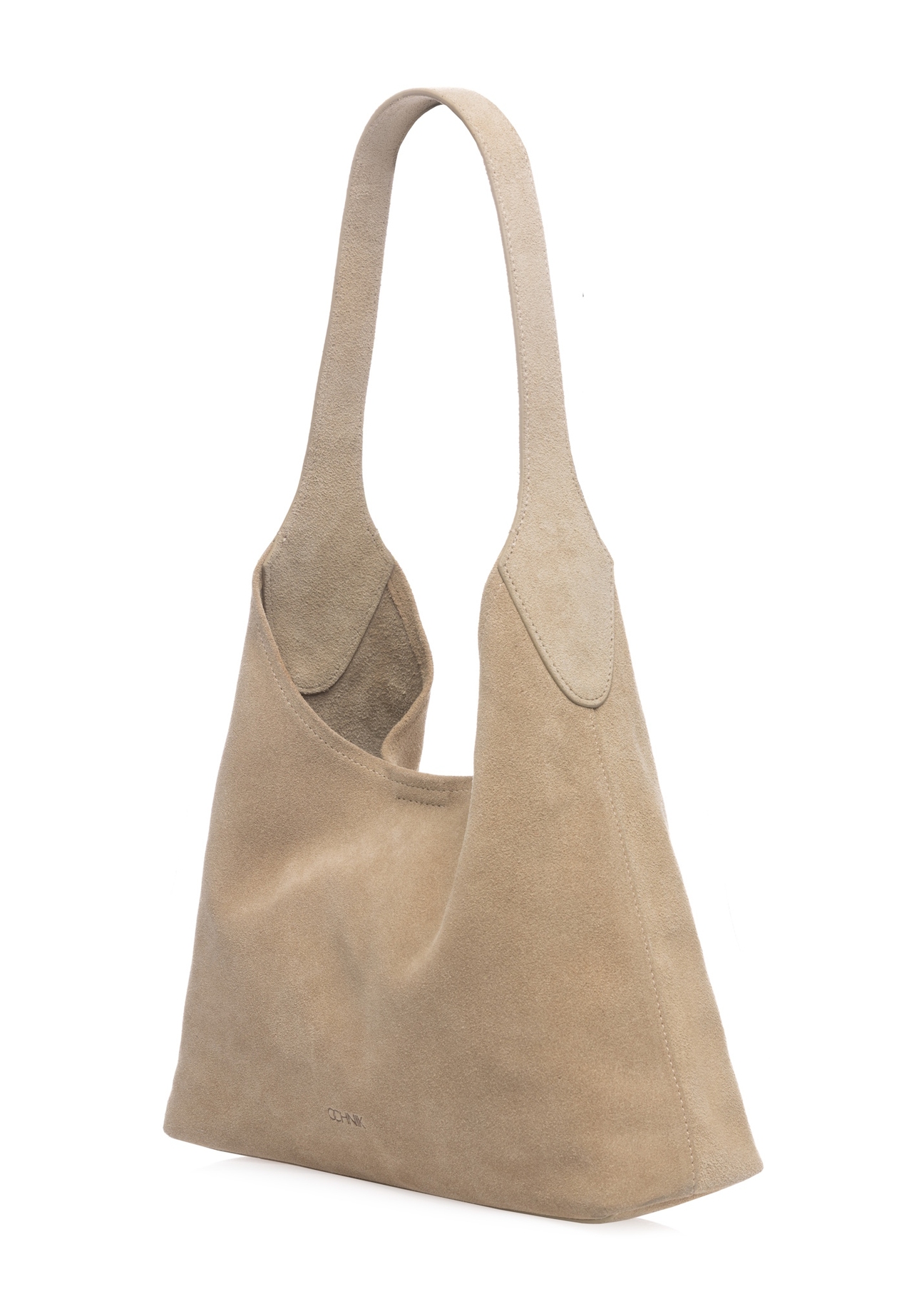 Cream suede women's handbag TORES-1308-0B(W26), diagonal product view on white background.