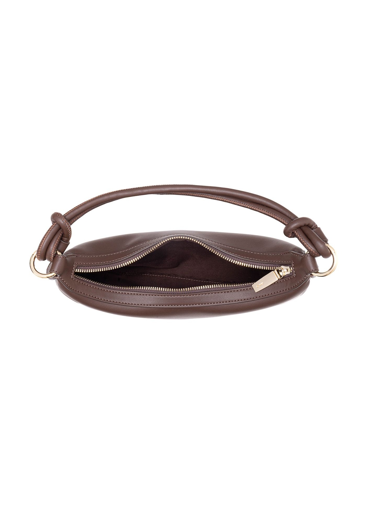 Brown small women's hobo bag TOREC-1097-1H(W26) - product view inside on white background.