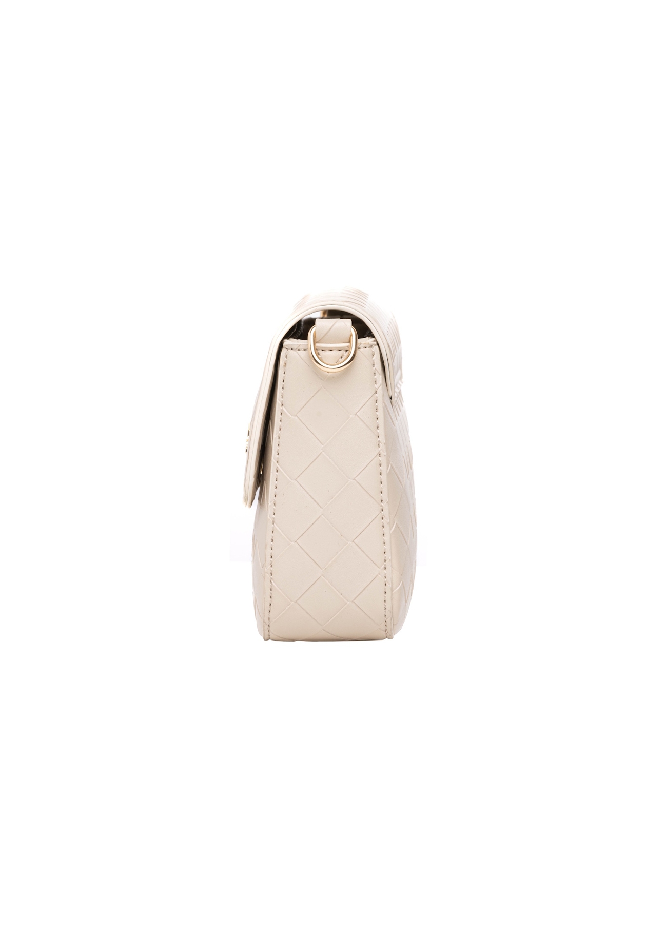 Cream woven women's handbag TOREC-0767-0P(W26), side view of the product on a light background.