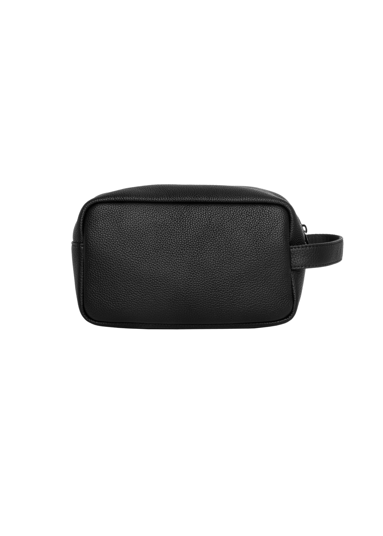 Black leather men's cosmetic bag TORMS-0537-9I(Z26), product view from the back on a white background.