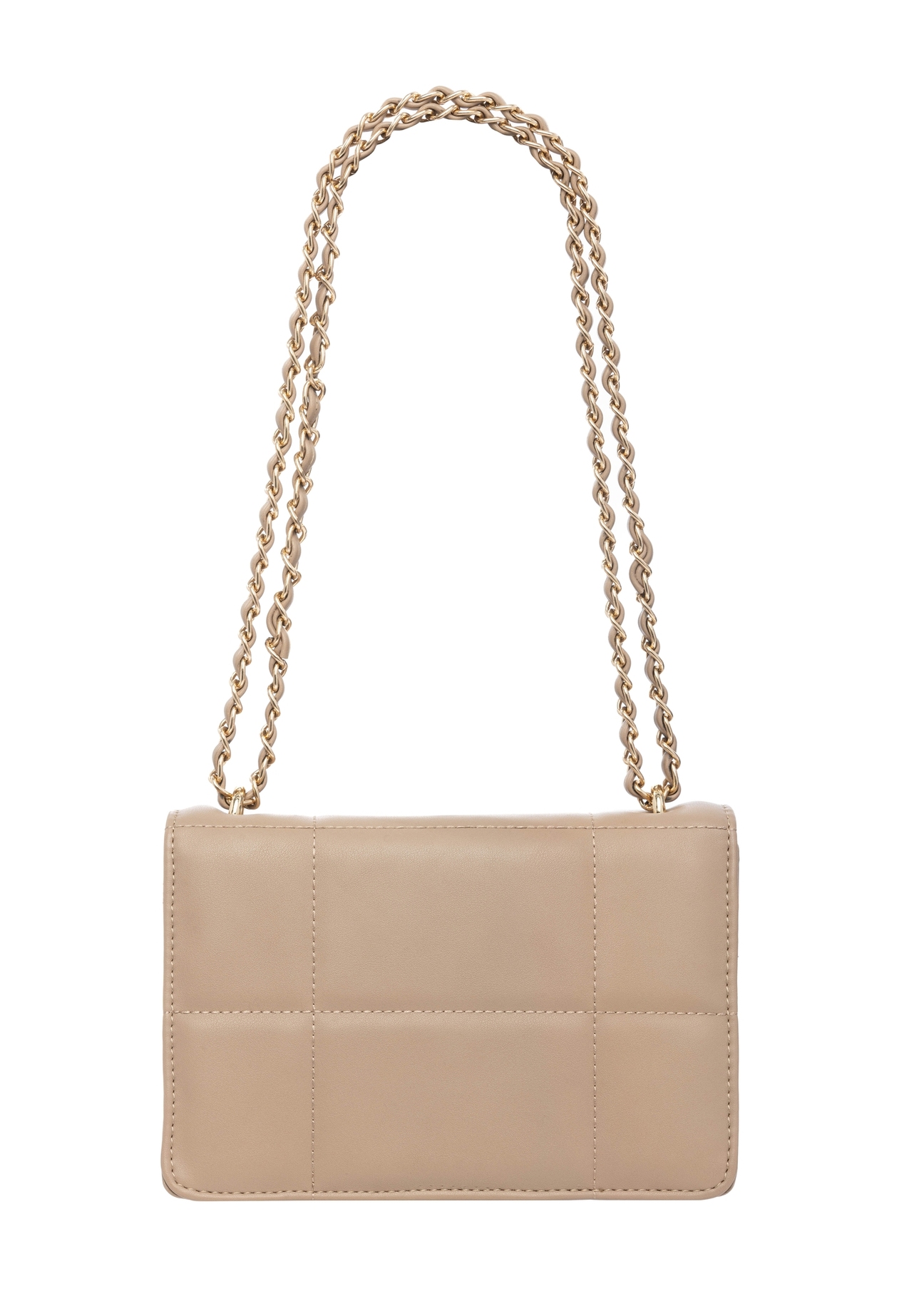 Small women's handbag in camel color TOREC-1186-1D(W26) - product view from the back, on a white background.