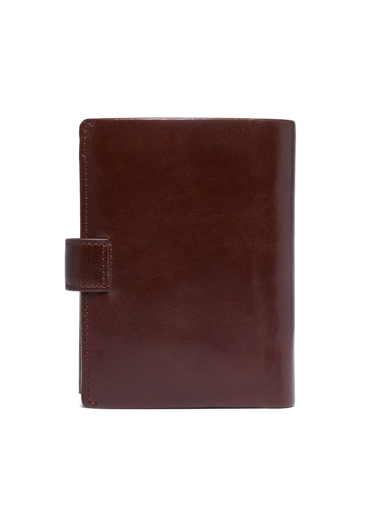 Brown men's wallet made of genuine leather PORMS-0739-1G(Z26), product view from the back on a white background.