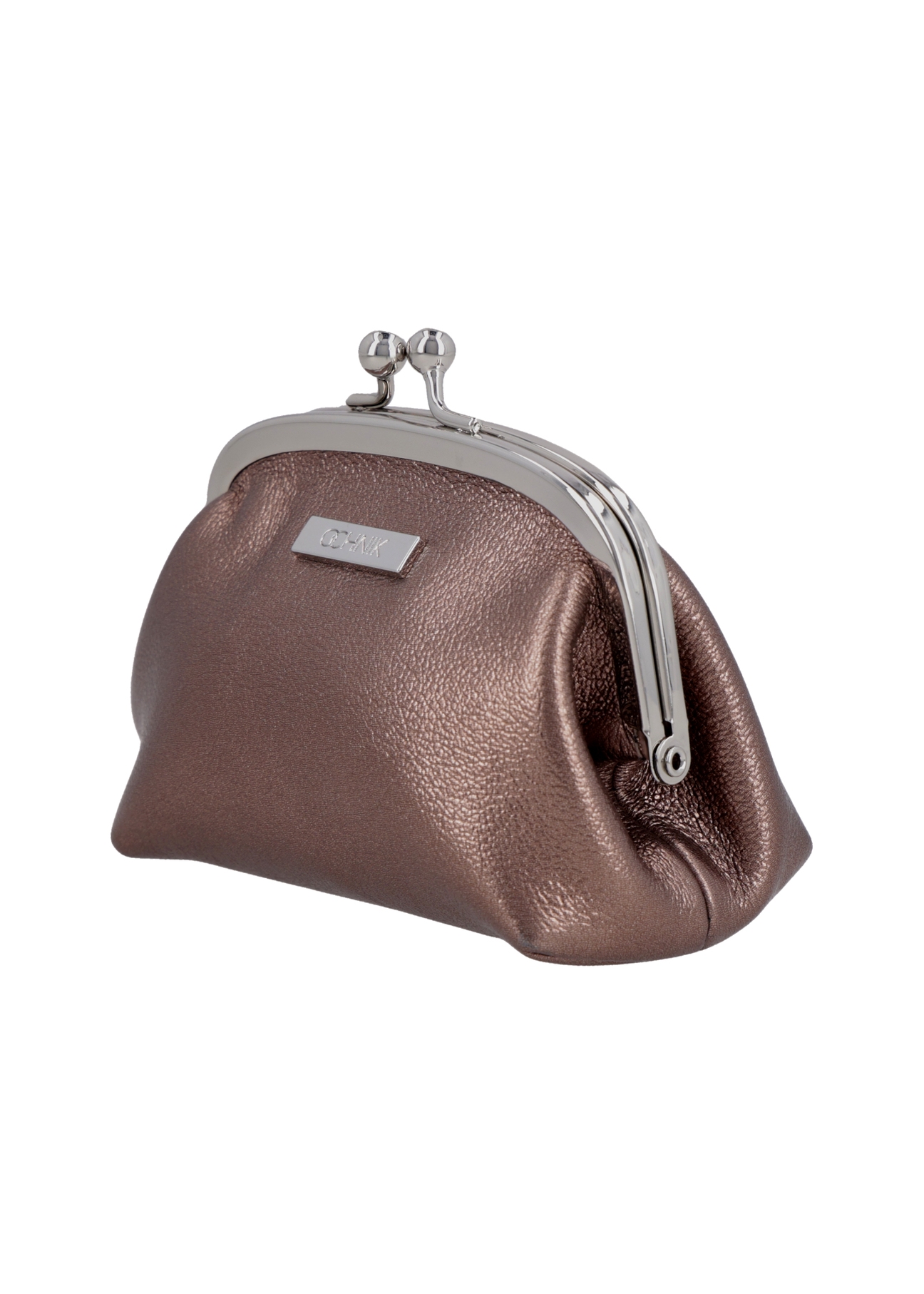 Brown leather women's coin purse PORES-1031-1G(Z26), angled product view on a white background.