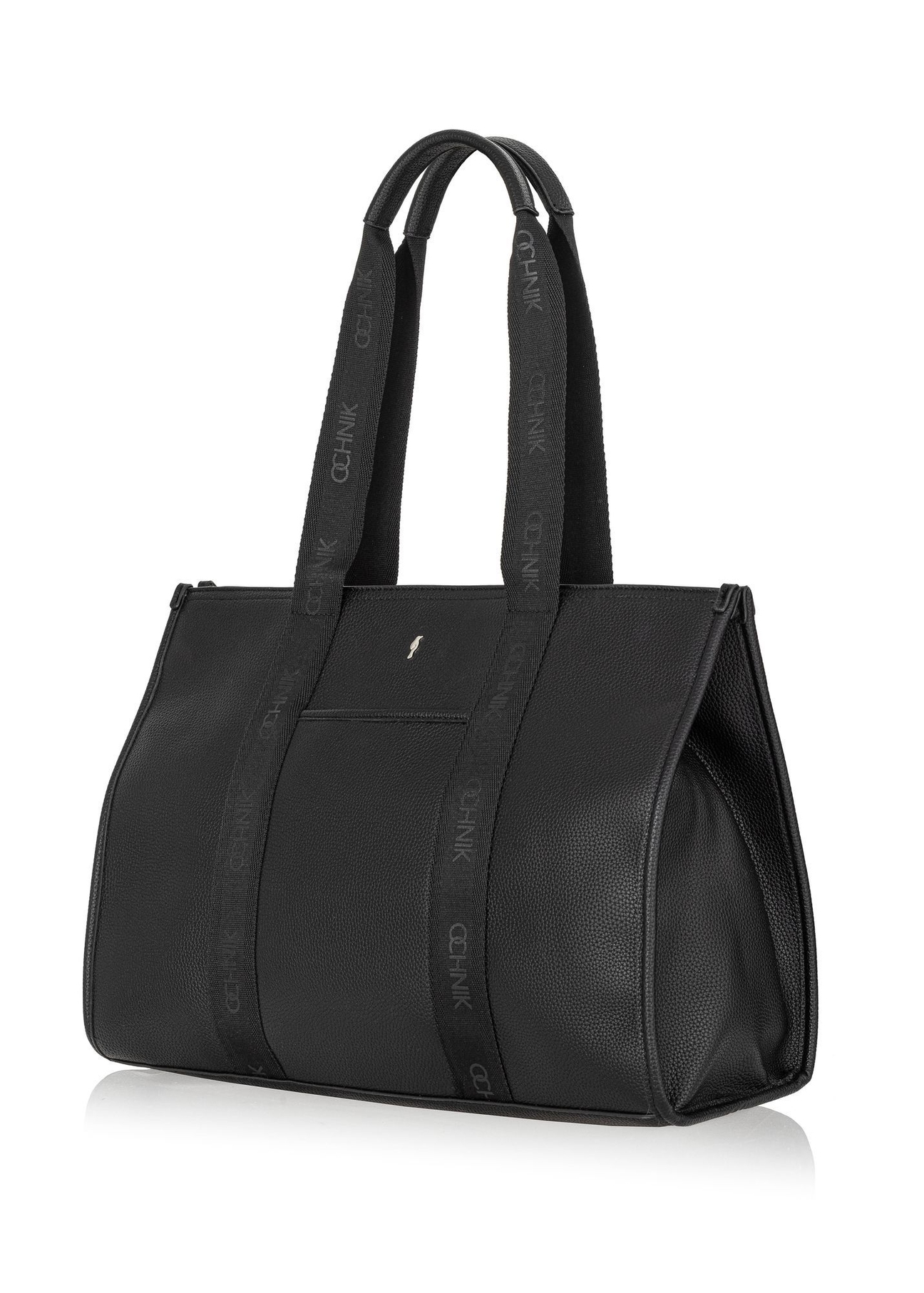 Black large shopper bag TOREC-0977A-99(Z25) - diagonal view of the product on a white background.