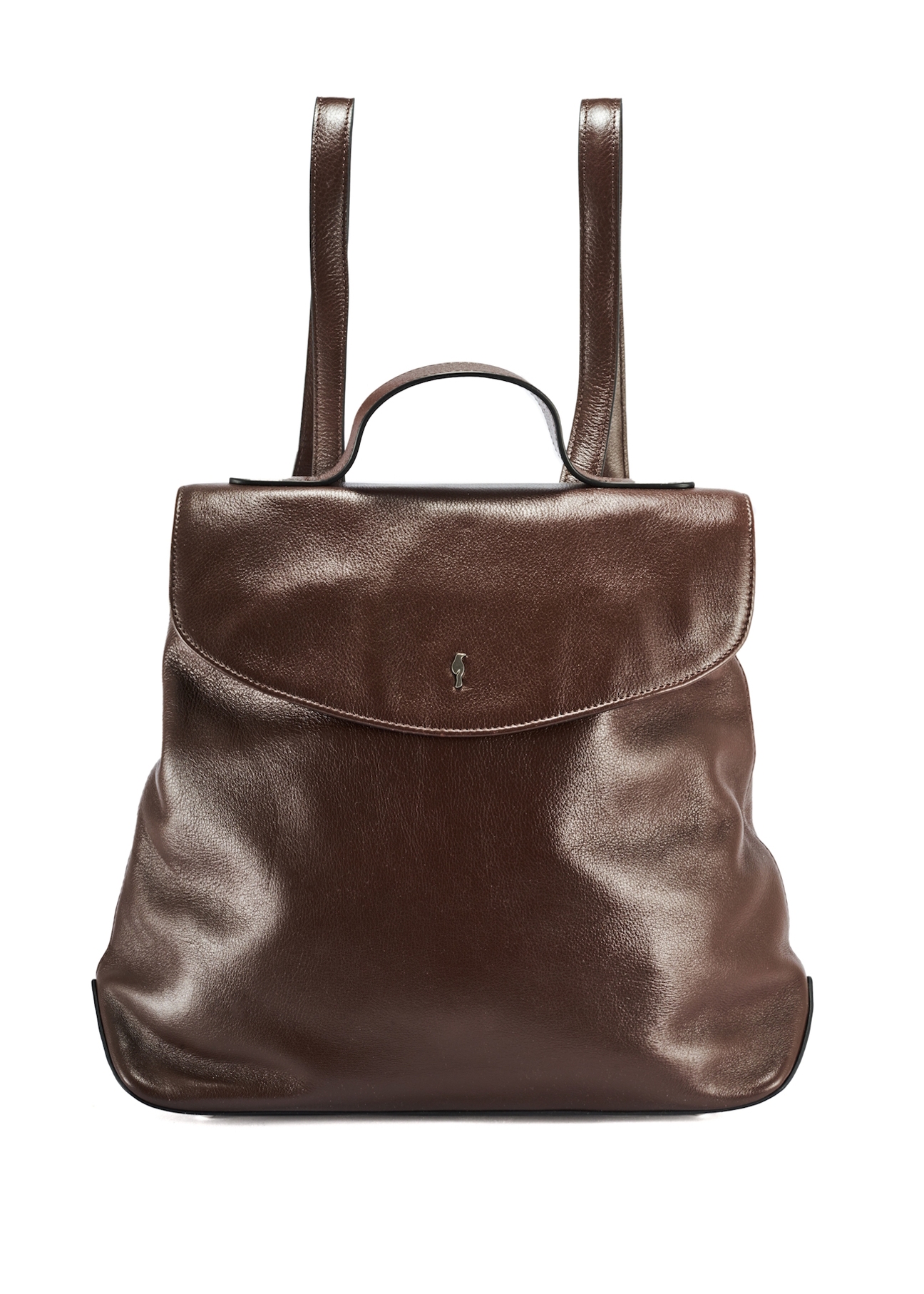Brązowy plecak damski skórzany TORES-1185-89(Z25), wide product or przodu on białym tle.