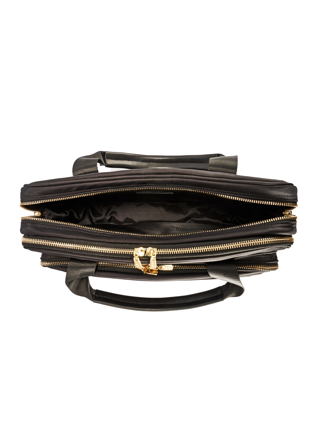 Black spacious women's laptop bag TOREN-0320-99(Z25), product view from the inside on a white background.-02