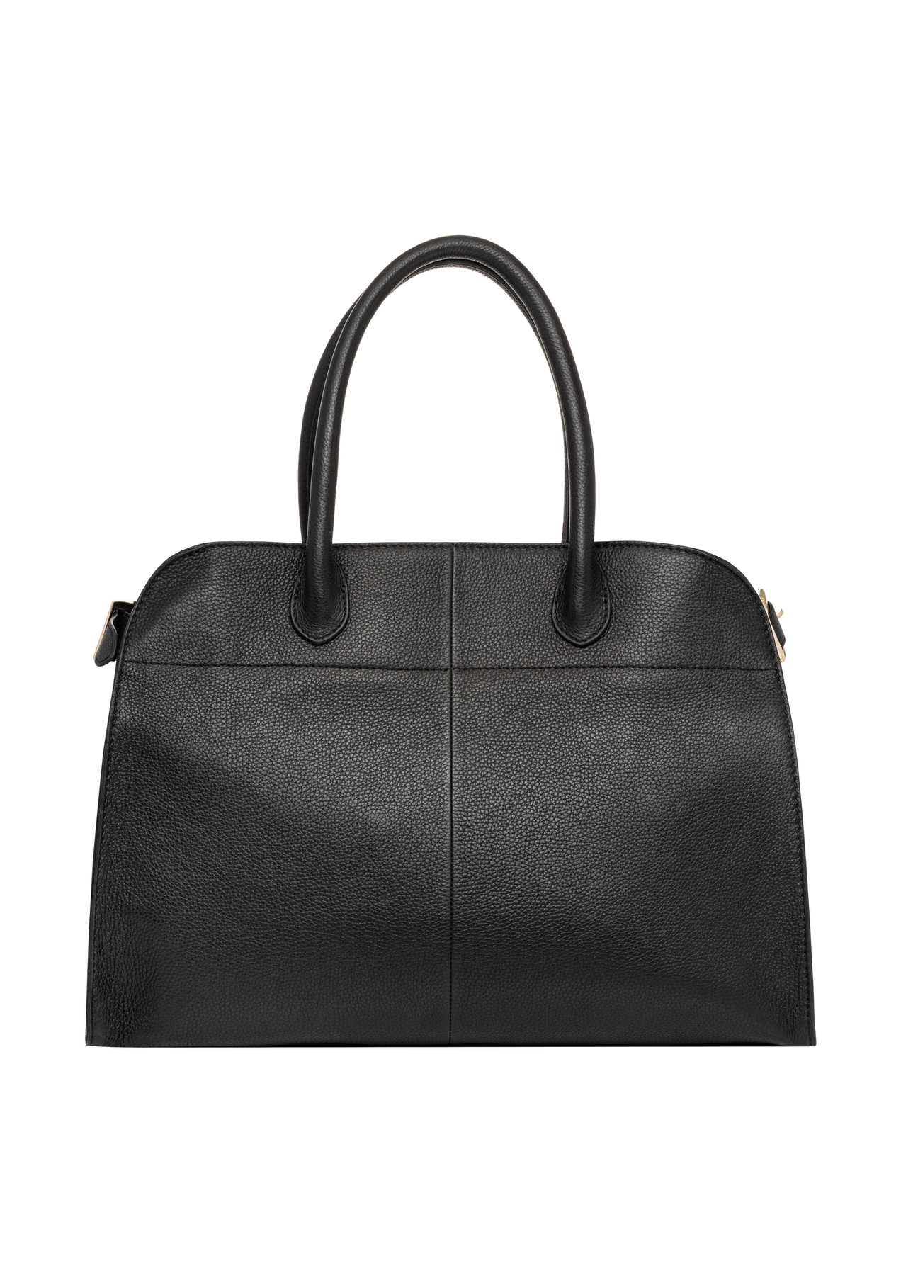 Leather black handbag TORES-1191-9I(Z26), product view from the back on a white background.