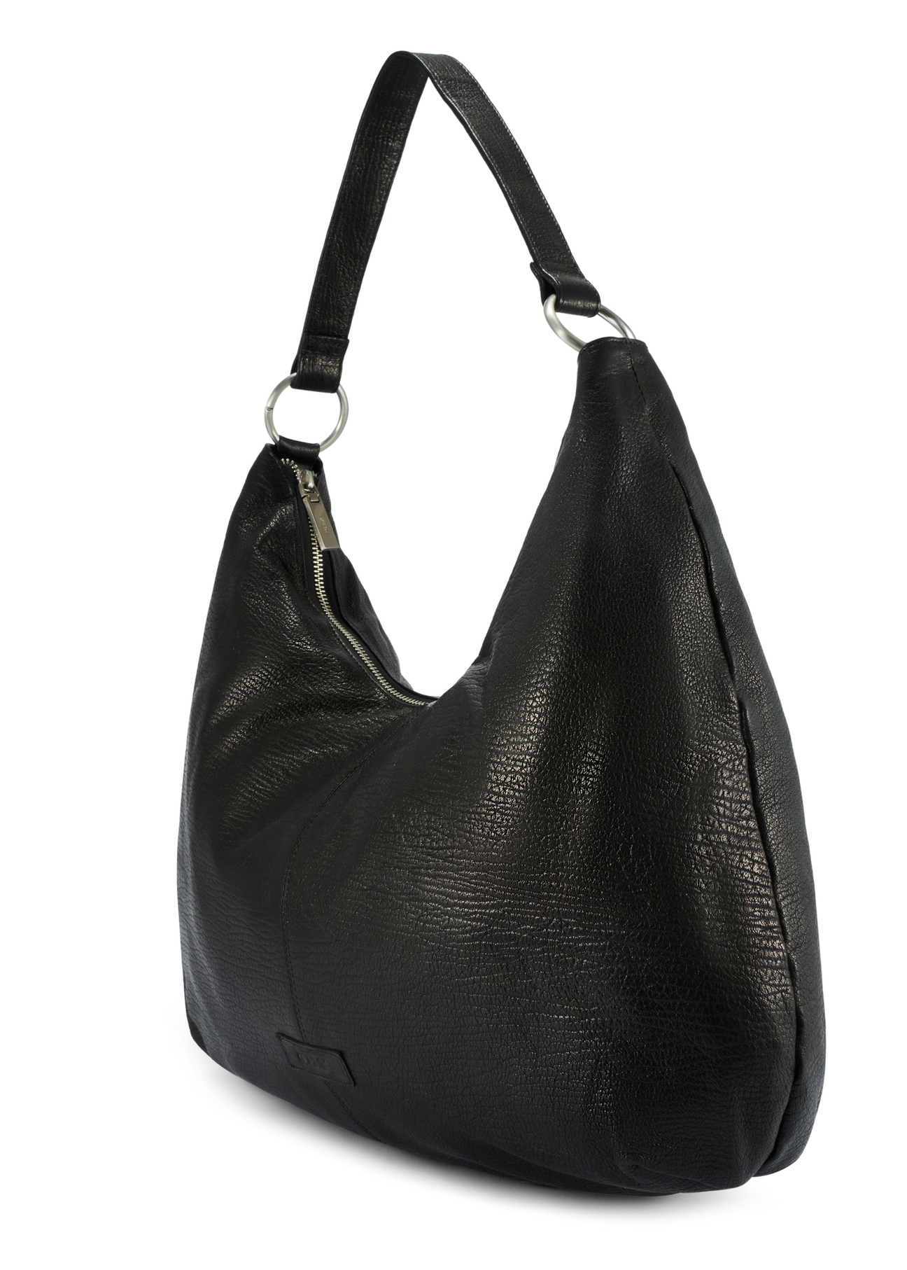 Black leather women's handbag TORES-1242-99(W26), diagonal product view on white background.