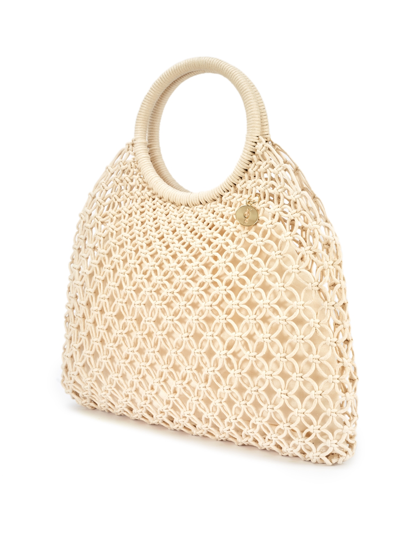 Cream-colored woven women's handbag TOREC-1043-12(W25)