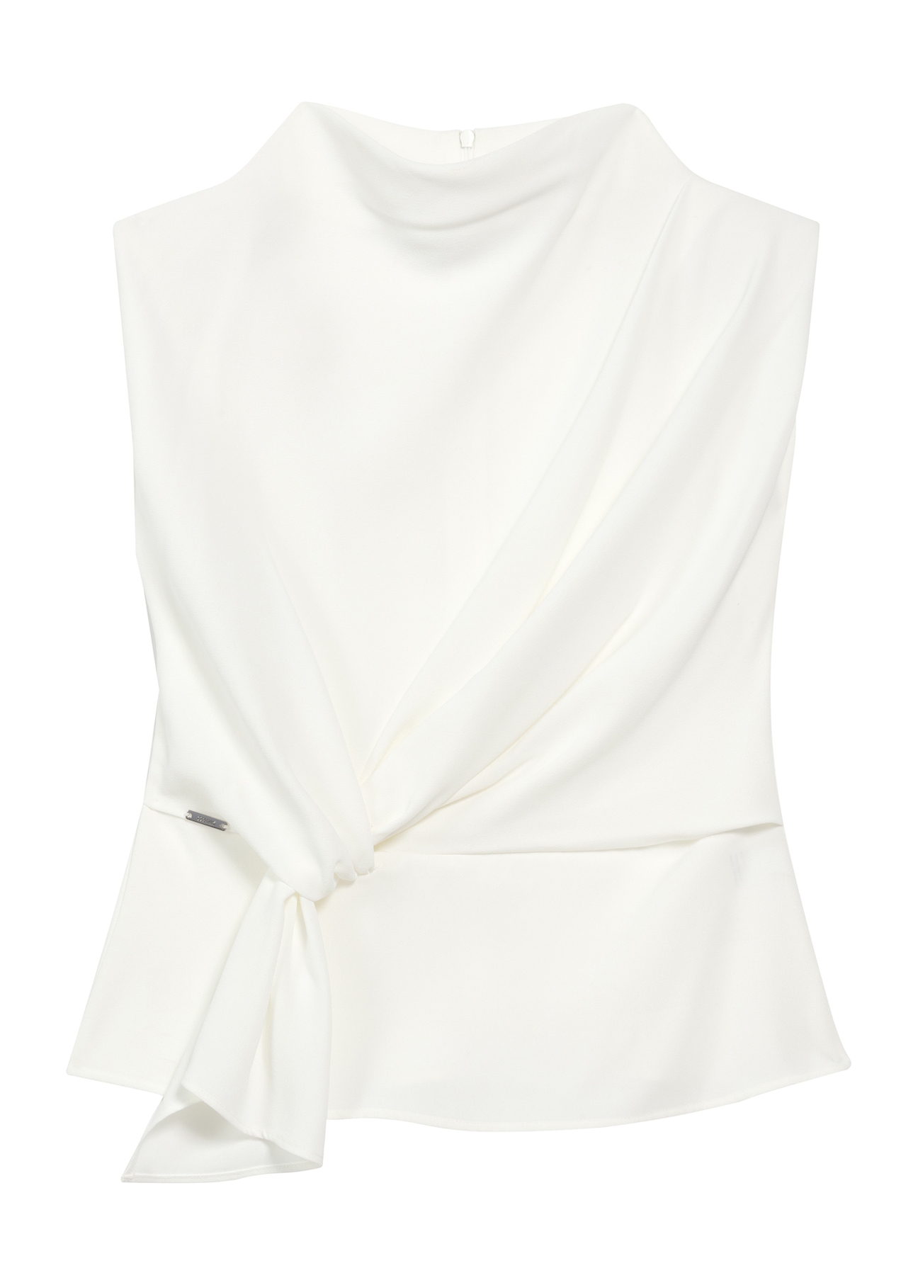 White elegant women's blouse BLUDT-0195-12(Z25), product view from the front on a white background.
