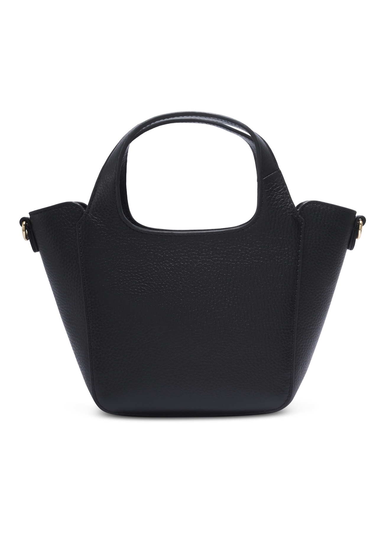 Small black leather women's handbag TORES-1341-9I(Z26), product view from the back on a white background.